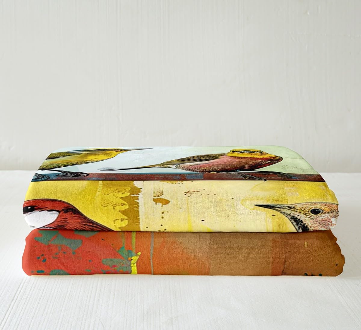 Erosebridal Kids Hummingbird Throw Blanket Cute Bird Fuzzy Blanket Queen for Adult Women Girls Boys Cardinal Bird Fleece Blanket, Rustic Wooden Planks Decorative Sherpa Blanket for Sofa Bed Couch