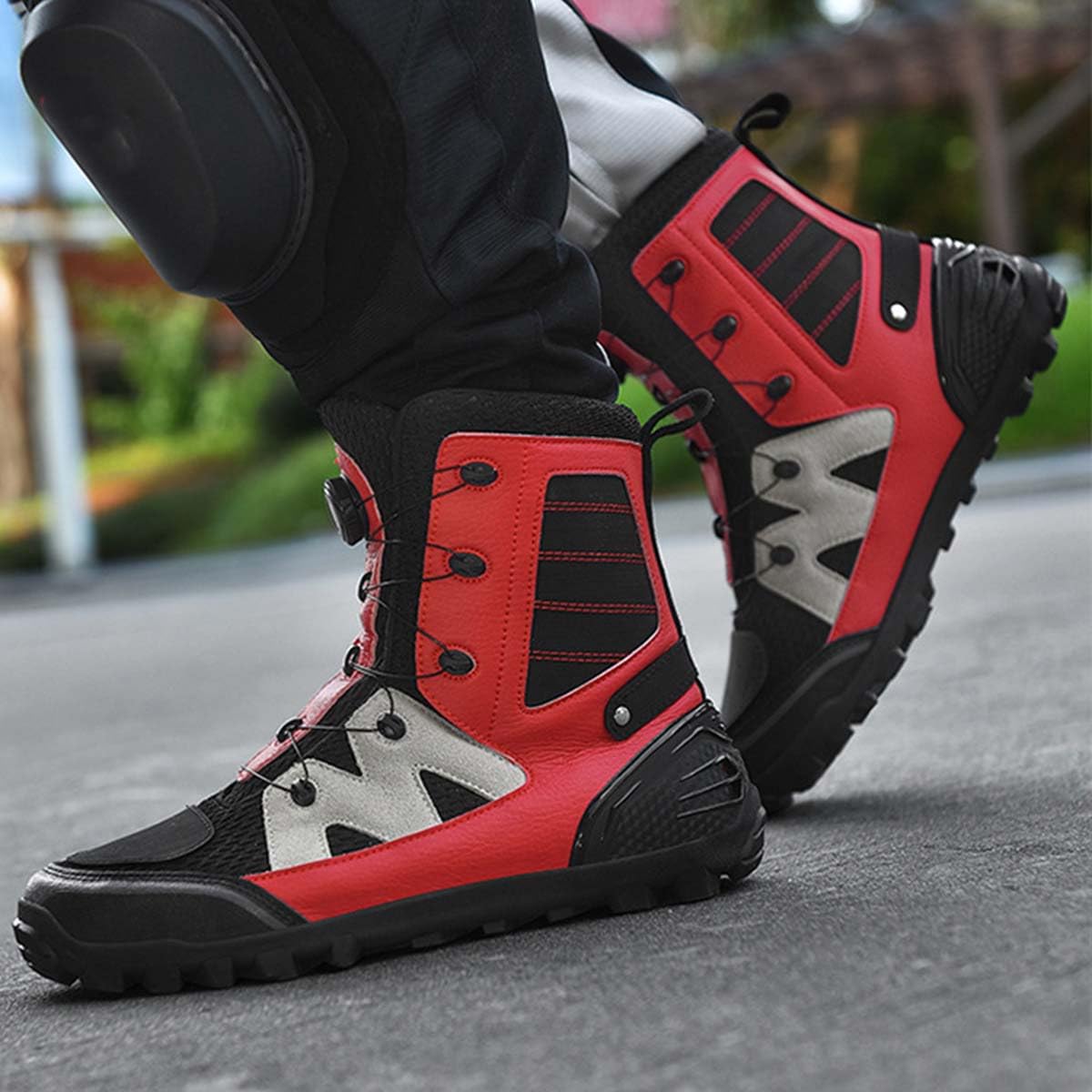 Scarpe Moto Uomo Scarpe Motocross Casual Traspiranti con Rinforzo Cambio Stivali Motociclisti Resistenti e Comode