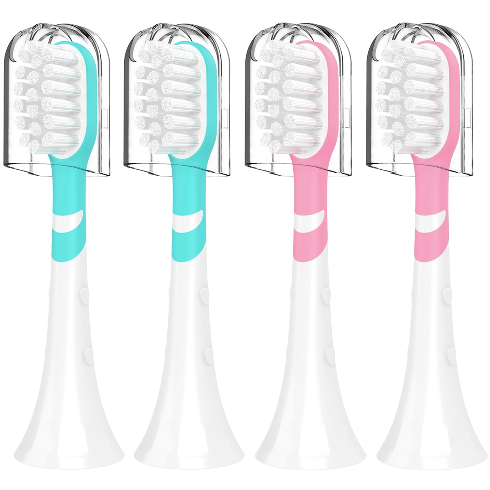 Paquete de 4 cabezales de cepillo de dientes de repuesto para niños compatibles con Philips Sonicare 6032/94 6321 6340 6042 6320 6330, rosa y verde