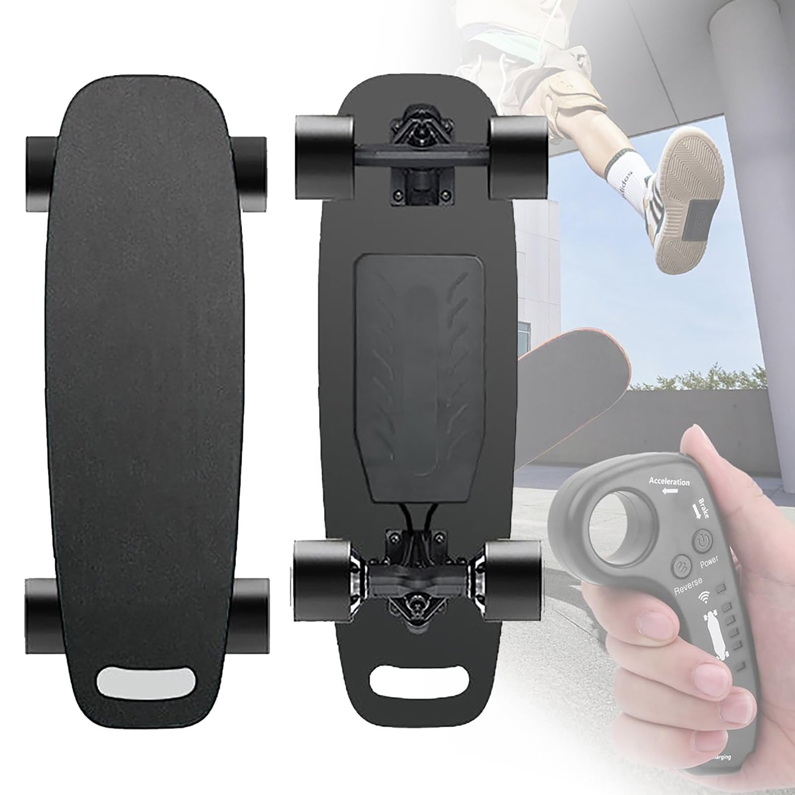 Skateboard Elettrico Principianti Adolescenti Adulti velocità Massima 19-35 Km/H, Ricarica Rapida in 2 Ore, Longboard con Telecomando 4 velocità per Tutti I Terreni DualDrive-30km