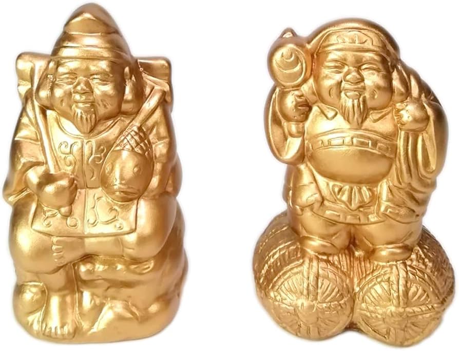 時代　陶器置物　恵比寿様&大黒様　七福神　明治 時代 陶器置物 恵比寿様&大黒様 七福神 明治