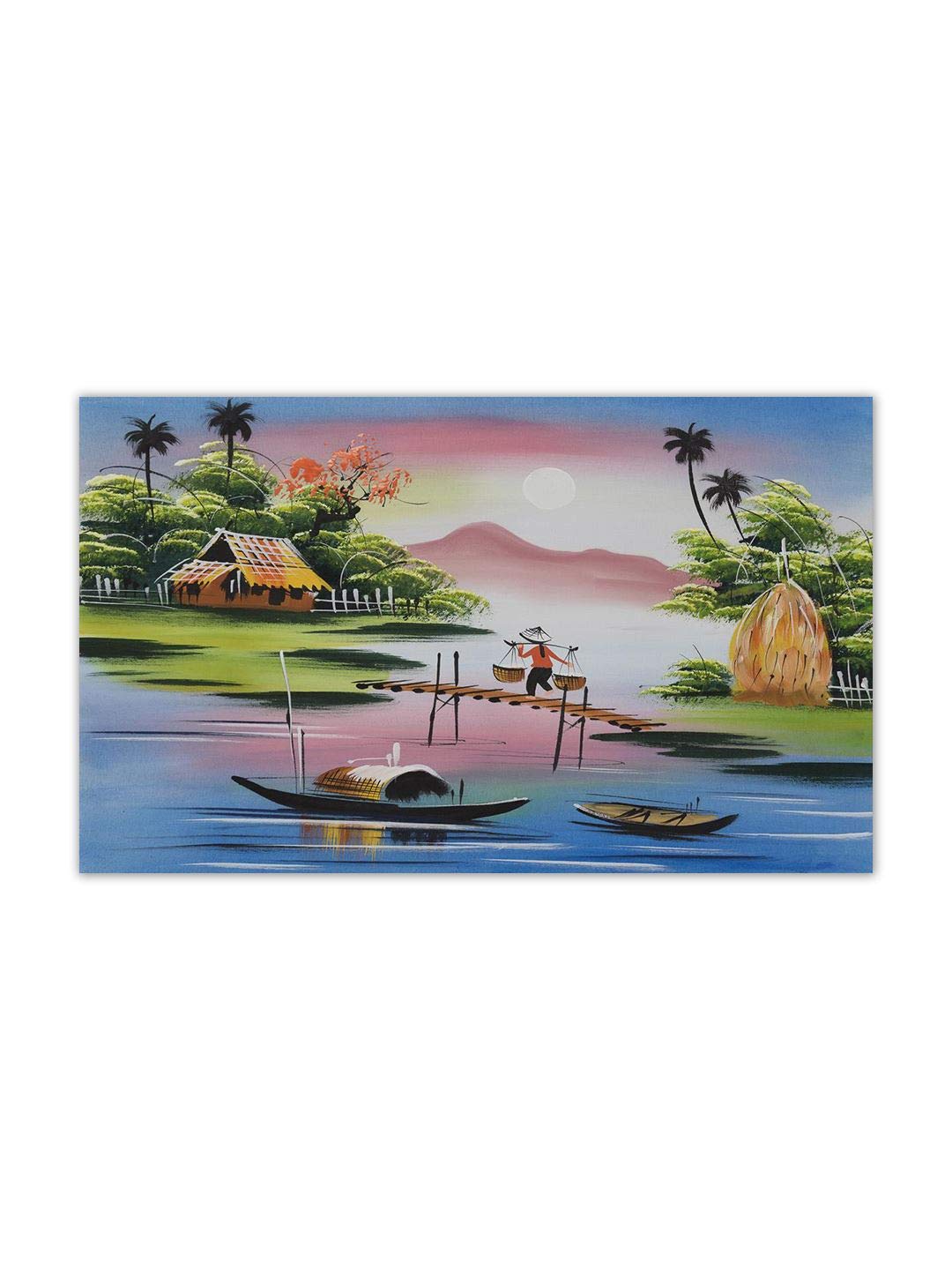 ベトナム木製 壁掛絵画 Amazon｜999Store 木製フレーム入りプリント ベトナム伝統