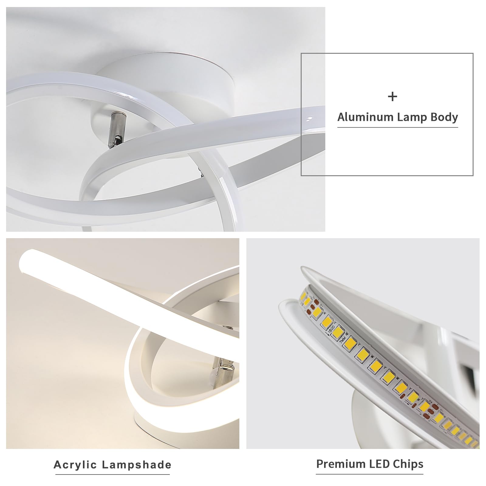 Toolight Plafoniera LED Moderna, 22W 2475LM Lampada da Soffitto in Acrilico Design Fiore, Lampadario LED Bianco per Cucina Corridoio Camera da Letto Soggiorno, Bianco Naturale 4500K, Dia 25cm