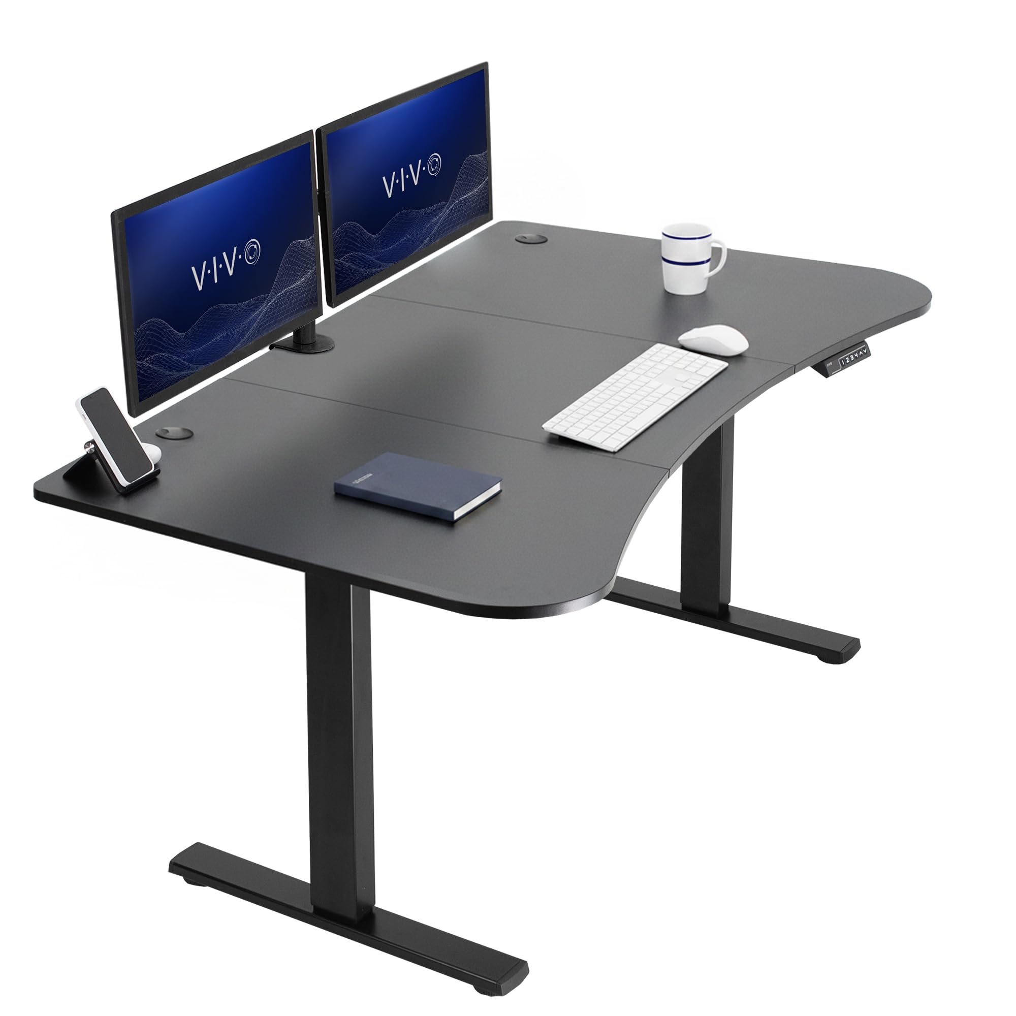 VIVO Electric 63 x 32 in Standing Desk, Memory Height Adjustment, 1B Series, Holds 220 lbs, Black Top Black Frame, DESK-KIT-1B1B