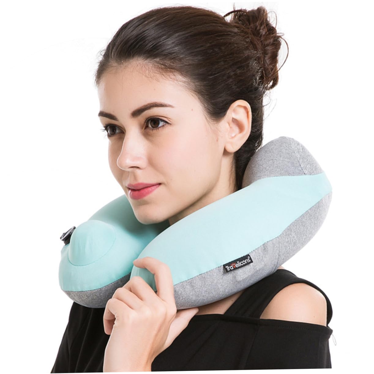 SOLUSTRE Cuscino Cervicale Gonfiabile da Viaggio Cuscino Forma di U Portatile Leggero per Dimensione e Rigidità per Campeggio e Guida Prevenzione del Dolore Cervicale