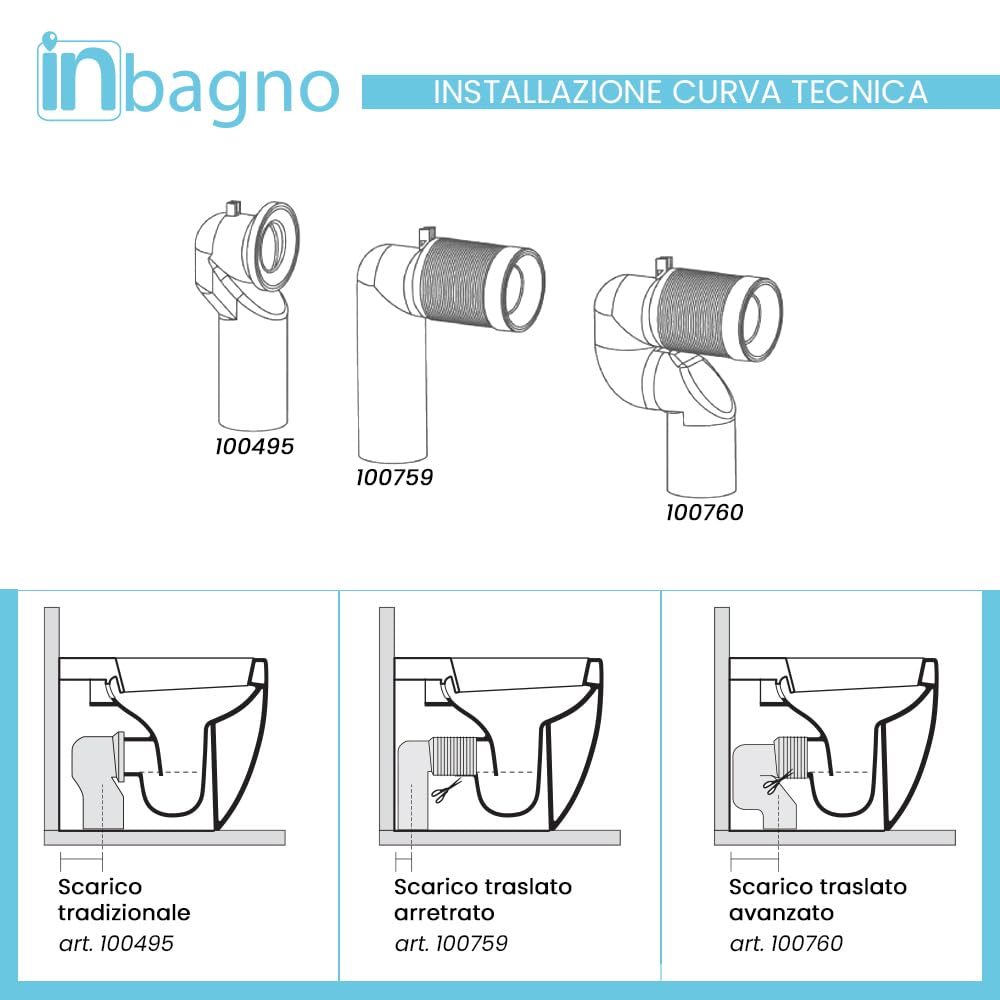 Wc e bidet rialzati filomuro per anziani e disabili, in ceramica scarico traslato 6-23 cm e sedile soft-close, serie COMODA