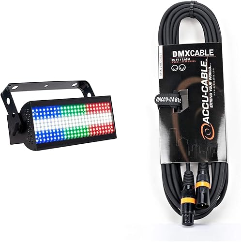 ADJ JOLT 300 - Cable estroboscópico LED de alta potencia y accu de 25 pies de 3 pines, cable DMX verdadero nominal a 110 ohmios de extremo a extremo