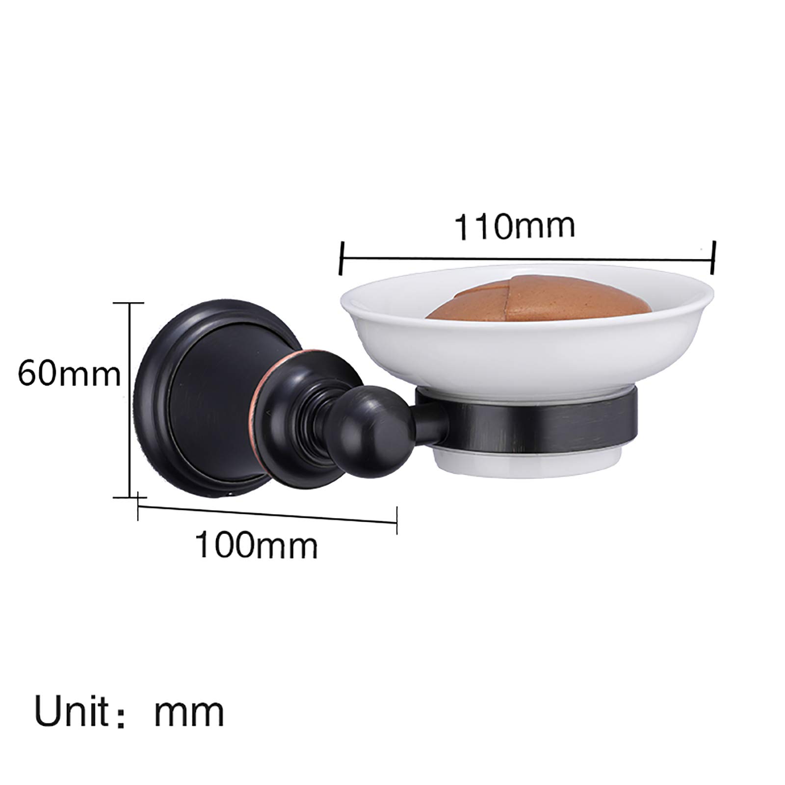 Jabonera de cerámica para ducha, latón montado en la pared, soporte para jabón para baño, cocina, estilo europeo, cesta de jabón de bronce negro