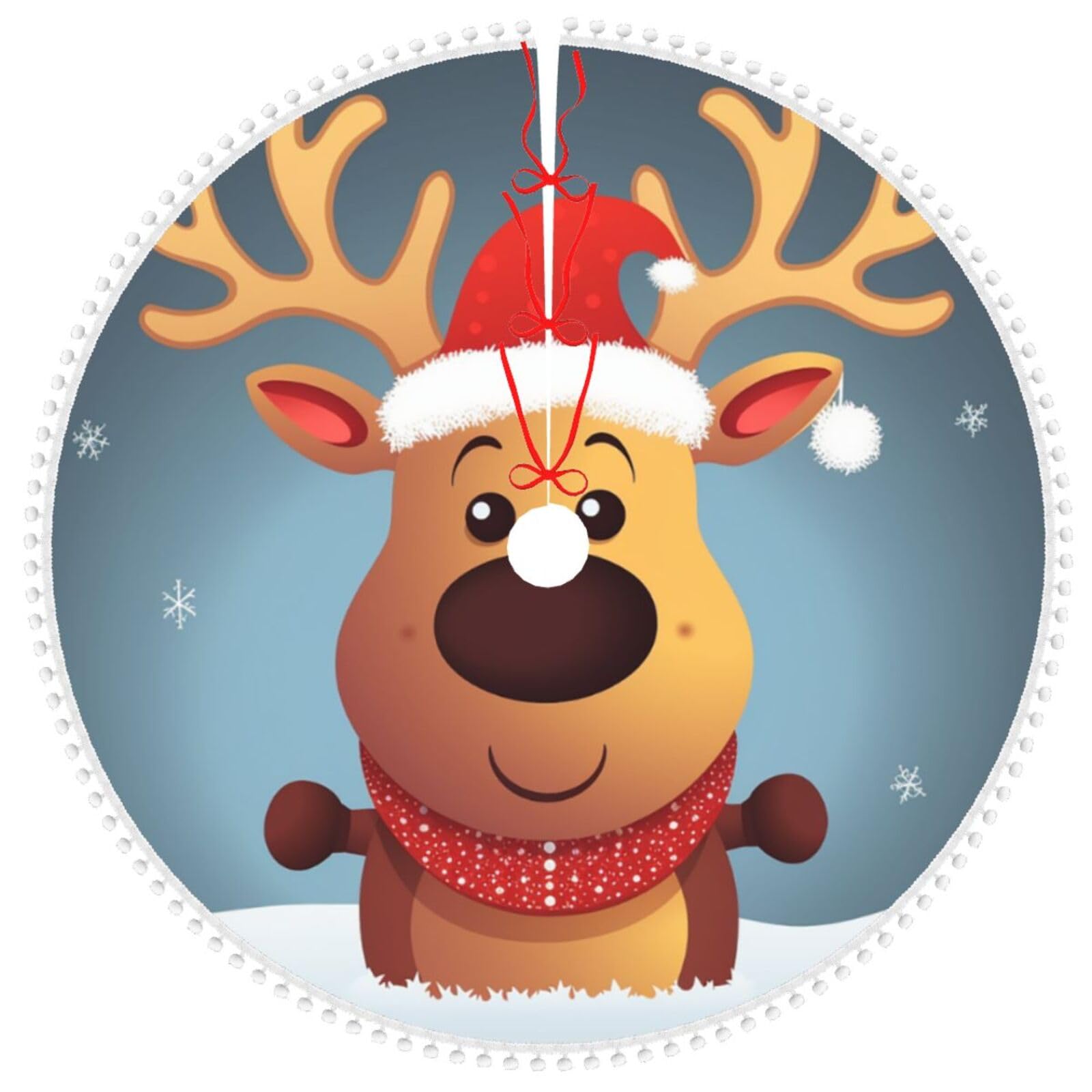 Tapis de sapin de Noël de 122 cm en peluche douce premium à pompons