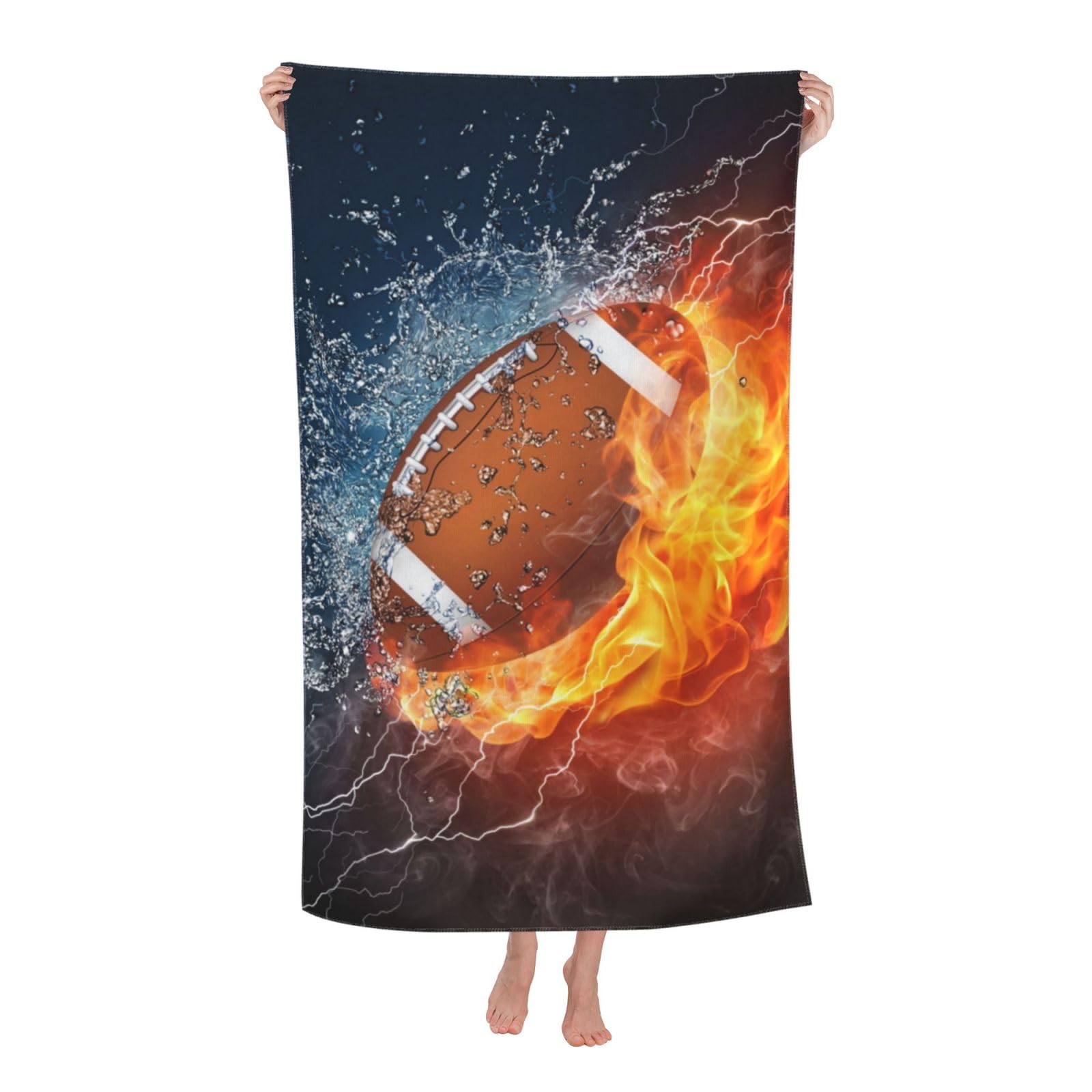 VOOHDDY American Football Ball Sport Beach Towel Large Soft Absorbent Microfiber Quick Dry Oversized Bath Towels for Bathroom Men Boys Pool Camping