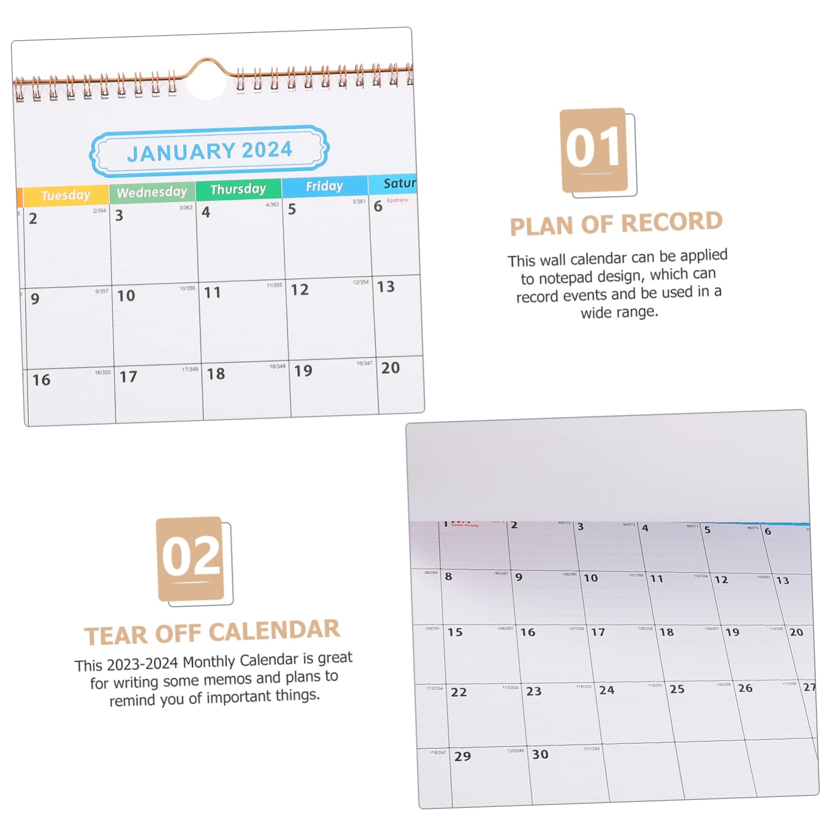STOBOK 5stücke Tearable Monatskalender Wandkalender Mit Spiralbindung Für Zuhause Monate Praktischer Terminplaner Für Familie Und Büro