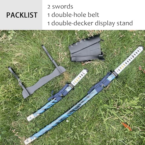 2pc Japanese Ghost of Tsushima Cosplay Replica Sword Sharp Real Sword Hand-Forged 1045 Steel Katana Set with Display Stand and Belt,Jin Sakai‌‌ Katana,for Collecting, Cosplay - Thumbnail 5