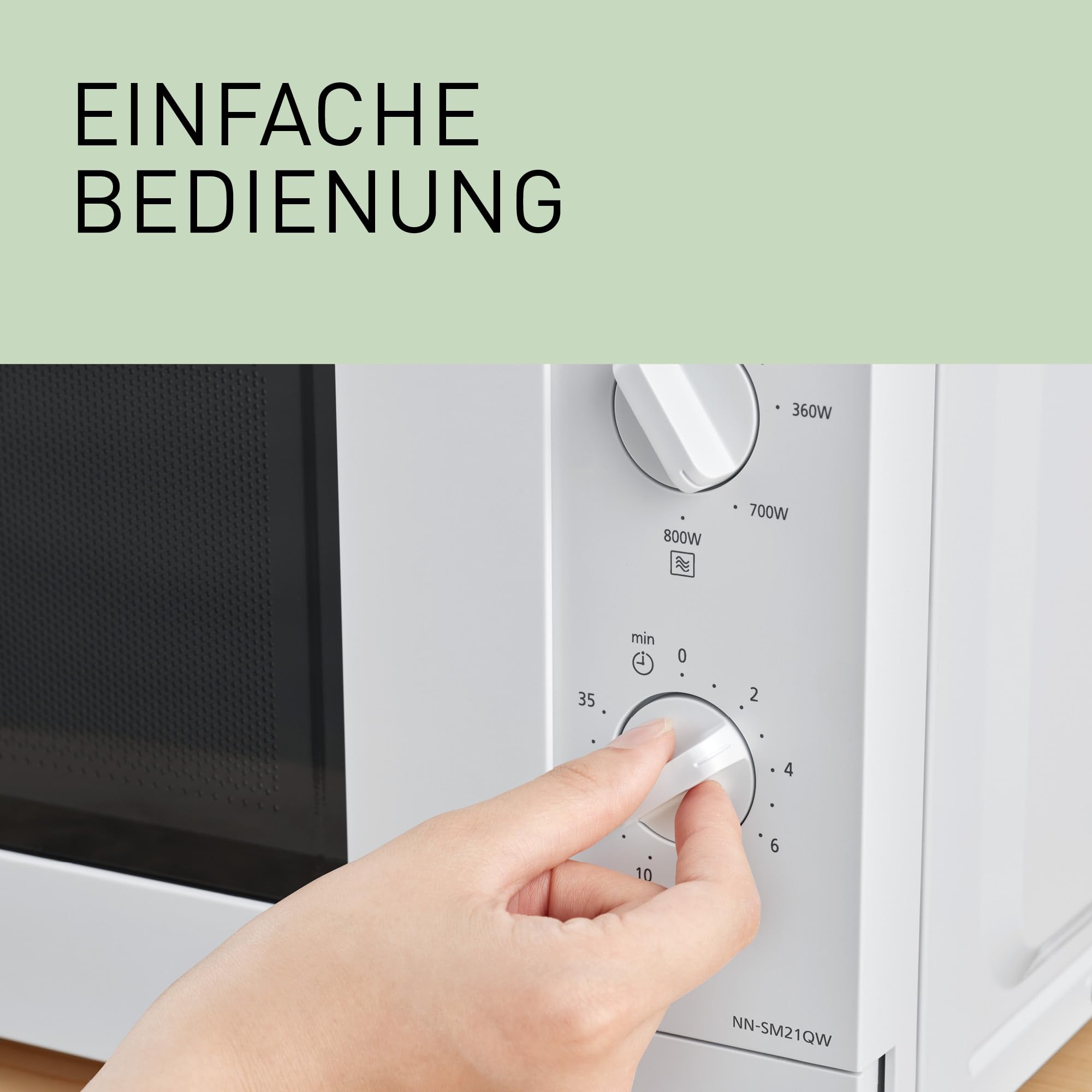 Panasonic NN-GM21QWEPG 20L Kompakt-Mikrowelle mit Grill, 800 W, Kombi-Garen, 5 Leistungsstufen, Auftaufunktion, Drehregler, Glasdrehteller, Weiß