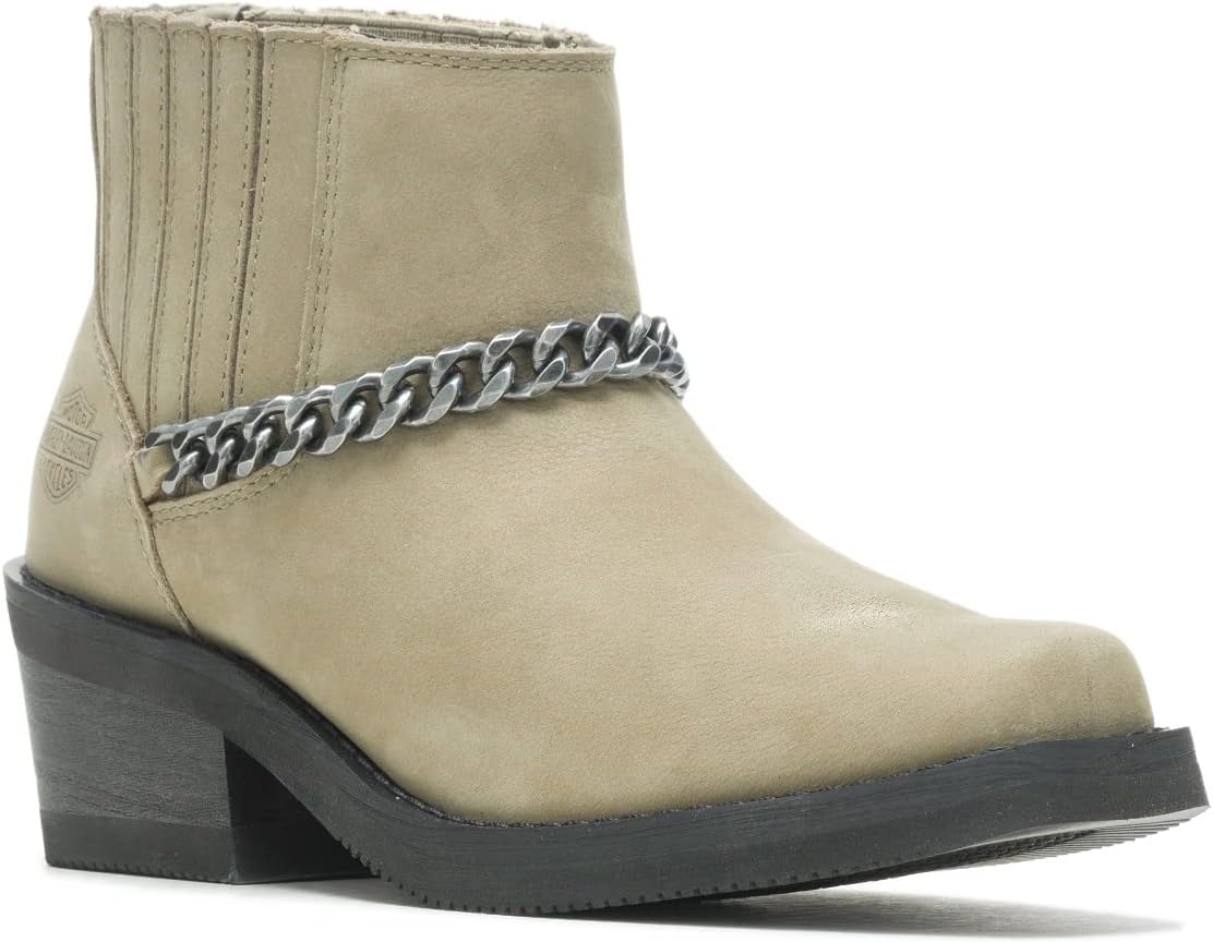Harley-Davidson Womens Korsen Chain Casual Boots Ankle Mid Heel 2-3" - Black
