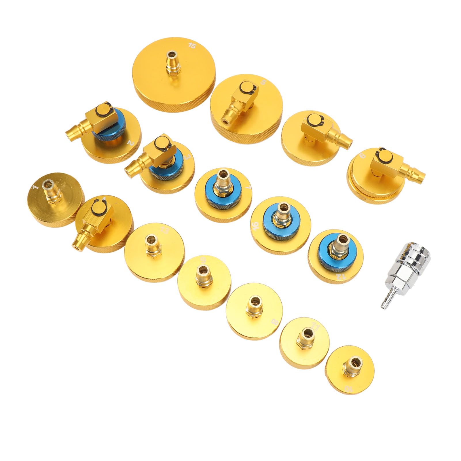 Brrnoo Kit di Spurgo del Freno, Kit di Spurgo del Freno a Pressione Adattatore per Sanguinamento a Cilindro Master in Alluminio Set 17pcs Fluido Freno Kit Kit di Scarico del Freno