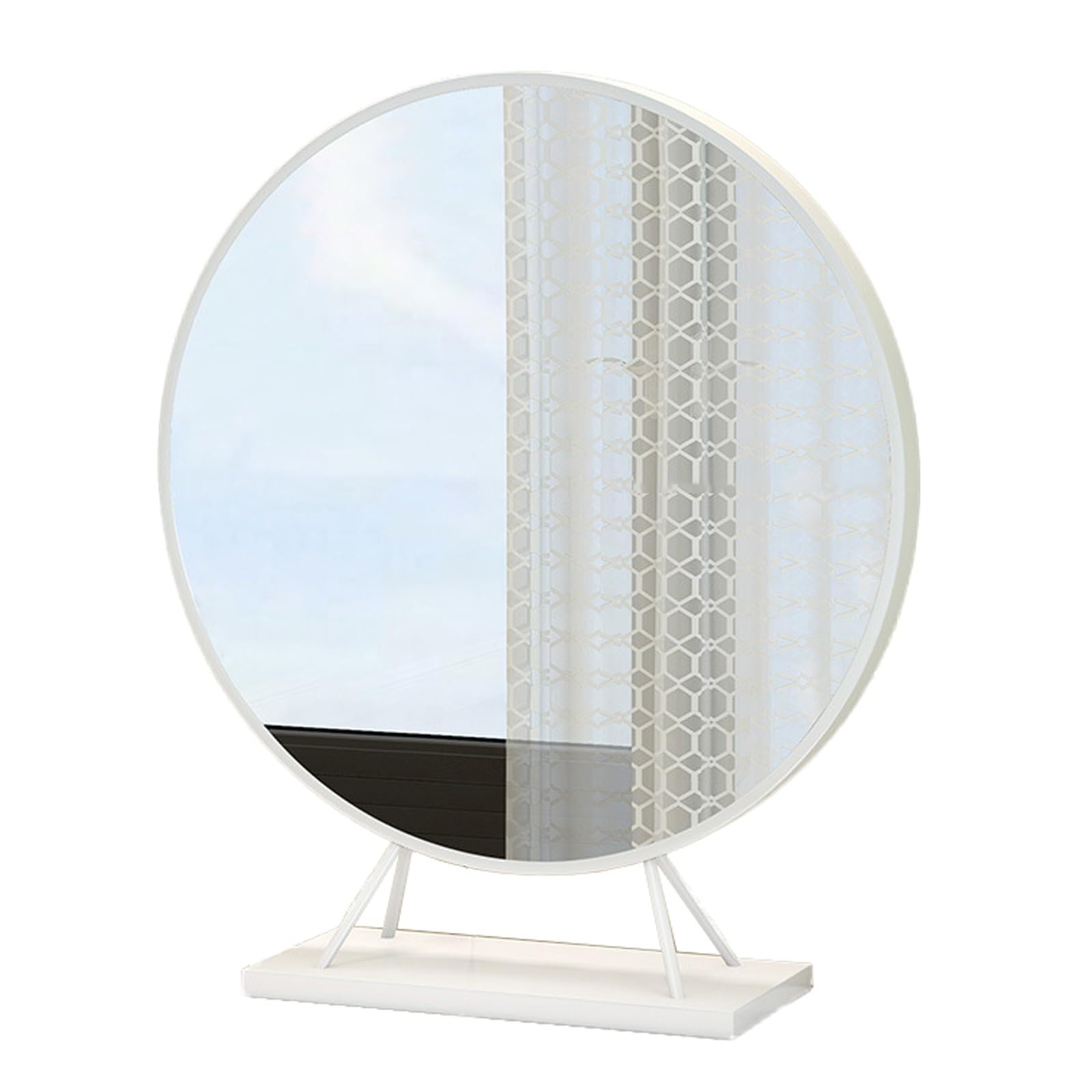 Okrągłe lustra kosmetyczne z ramą do łazienki, salonu, sypialni, toaletki (białe, 50 cm)