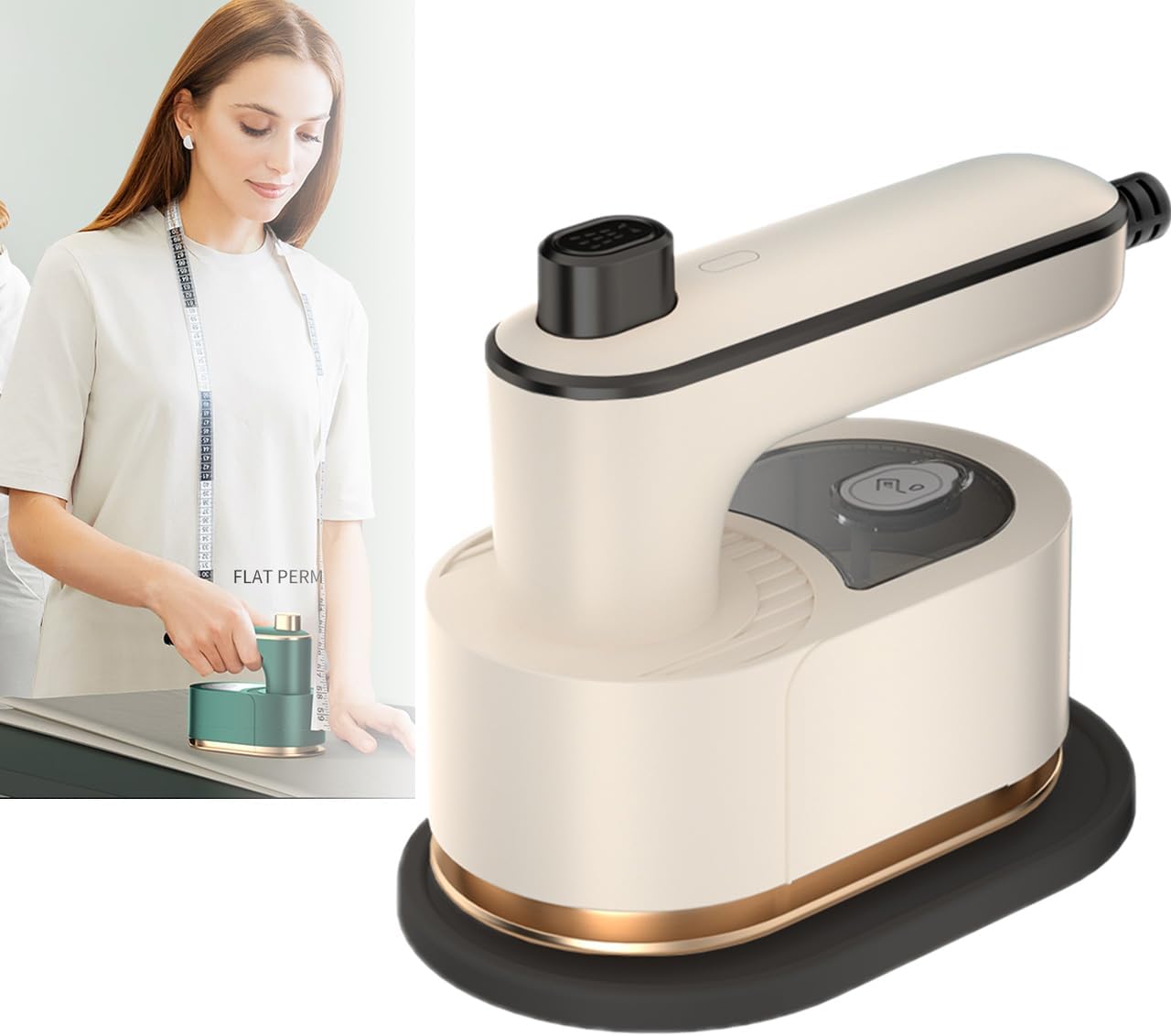 2025 Upgraded Mini Travel Iron for Clothes – Portable Rotary Garment Iron & Steamer, 3-in-1 Handheld, 10-Second Fast Heating, Compact Wrinkle Remover for Travel & Home (Beige)