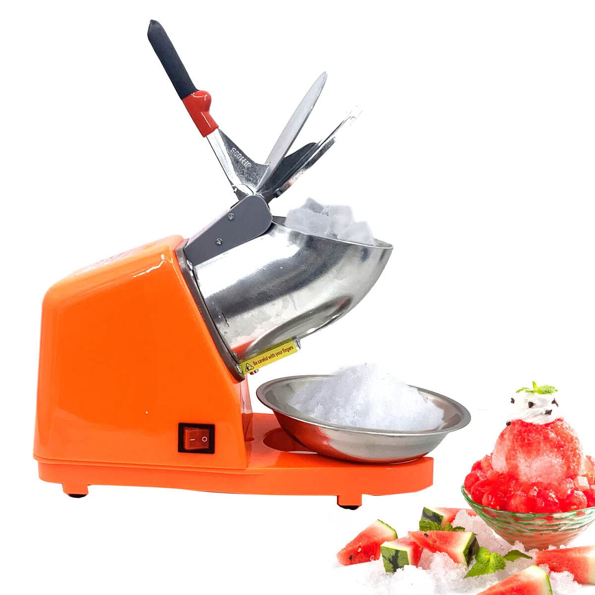 Trituradora de Hielo Eléctrica de 300 W 65 kg/H Picadora Trituradora de Hielo Profesional con Palas Dobles, para Uso Doméstico y Comercial