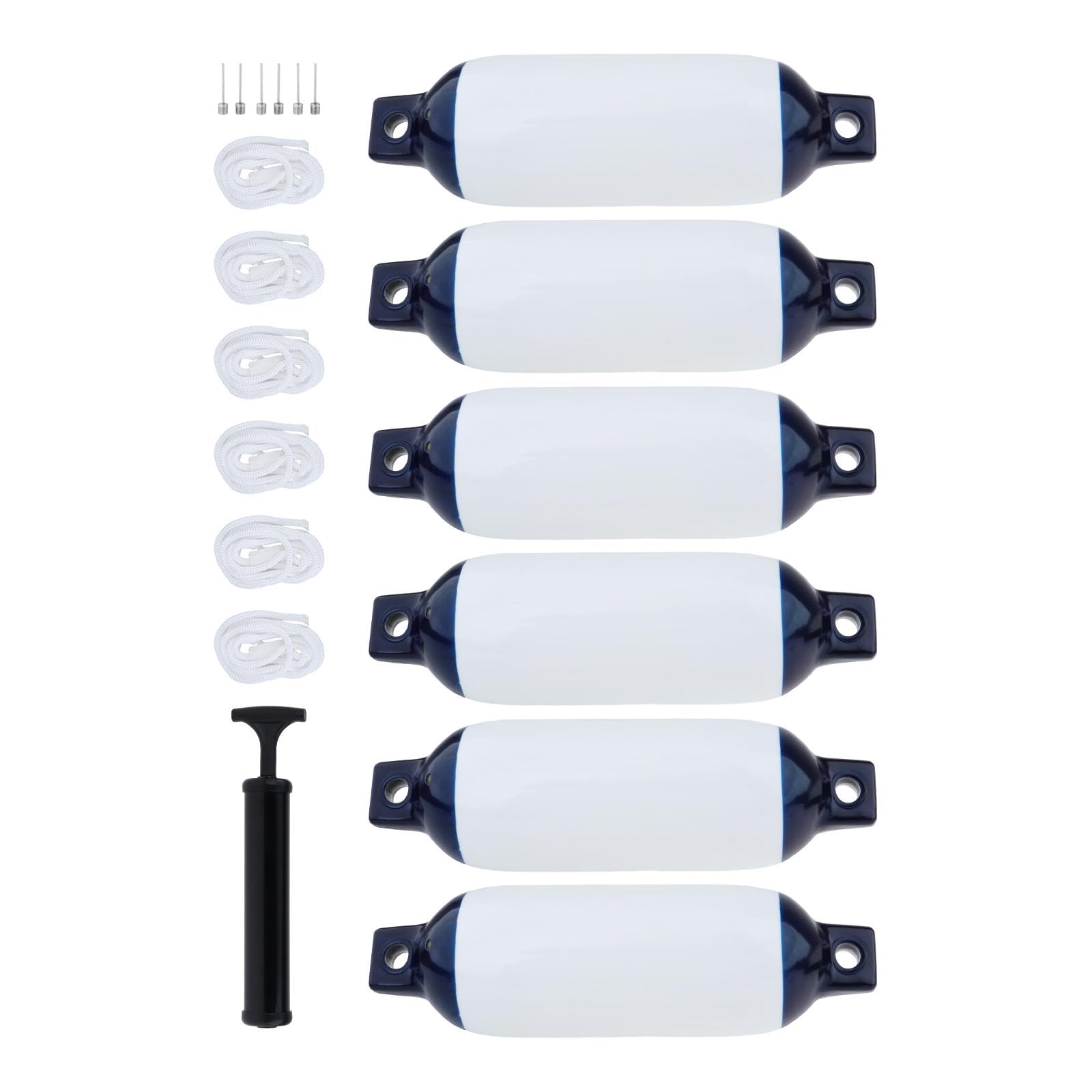 Colaxi Boat Marine Boat with Ropes Yacht s Bumpers Dock Bumper for Mooring Cushioning Sport Boats Bass Boats Fishing Boats, 6Set Boat Fender