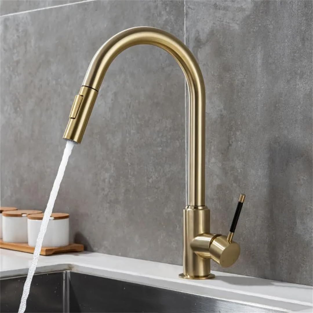 ZQFHSX Pull Out Kiten Faucet Brushed d Black Sink Mixer Tap Rotation Taps LWX
