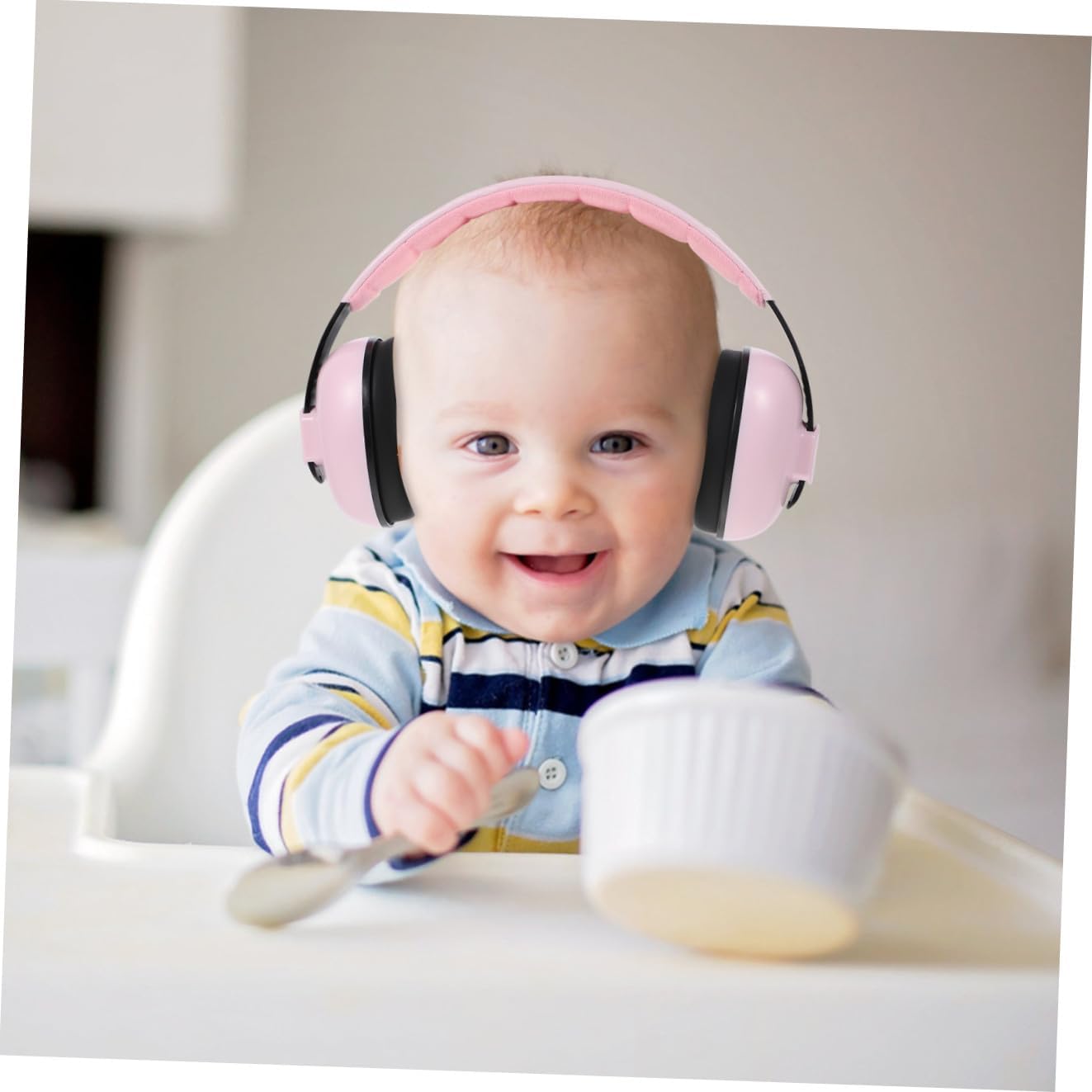 Noise Reduction Earmuffs for Infants, Pink Adjustable Headband Hearing Protector, Noise Blocking Ear Protection for Sleeping and Travel