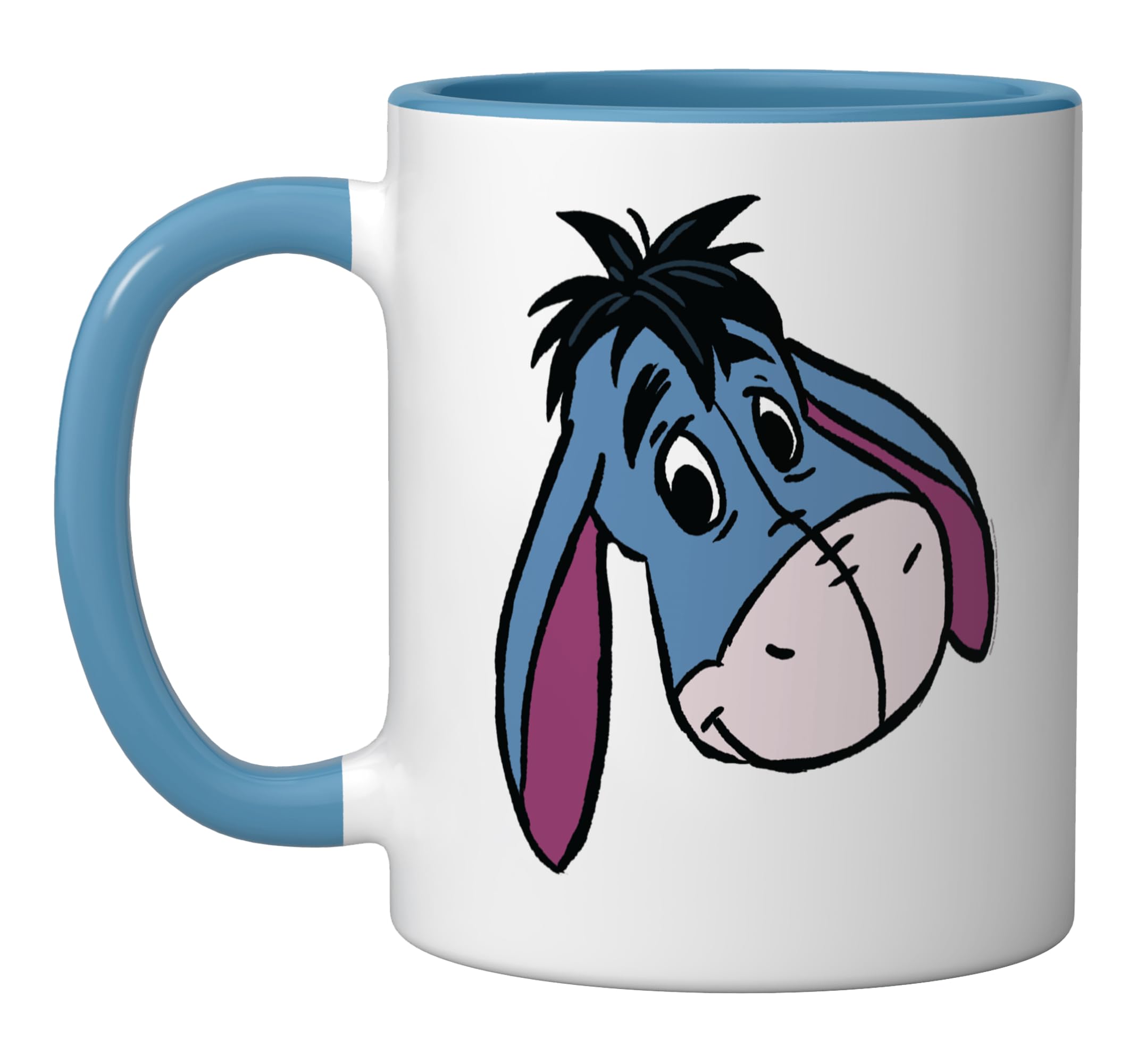 Winnie the Pooh Eeyore Happy Big Face Costume Ceramic Mug, Blue/White
