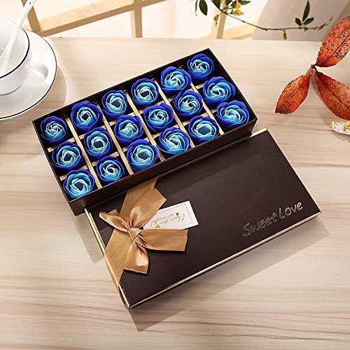 PEPECARE 18Pcs Rose Soap Flower Handmade Rose Scented Bath Soap Petals in Box (B)