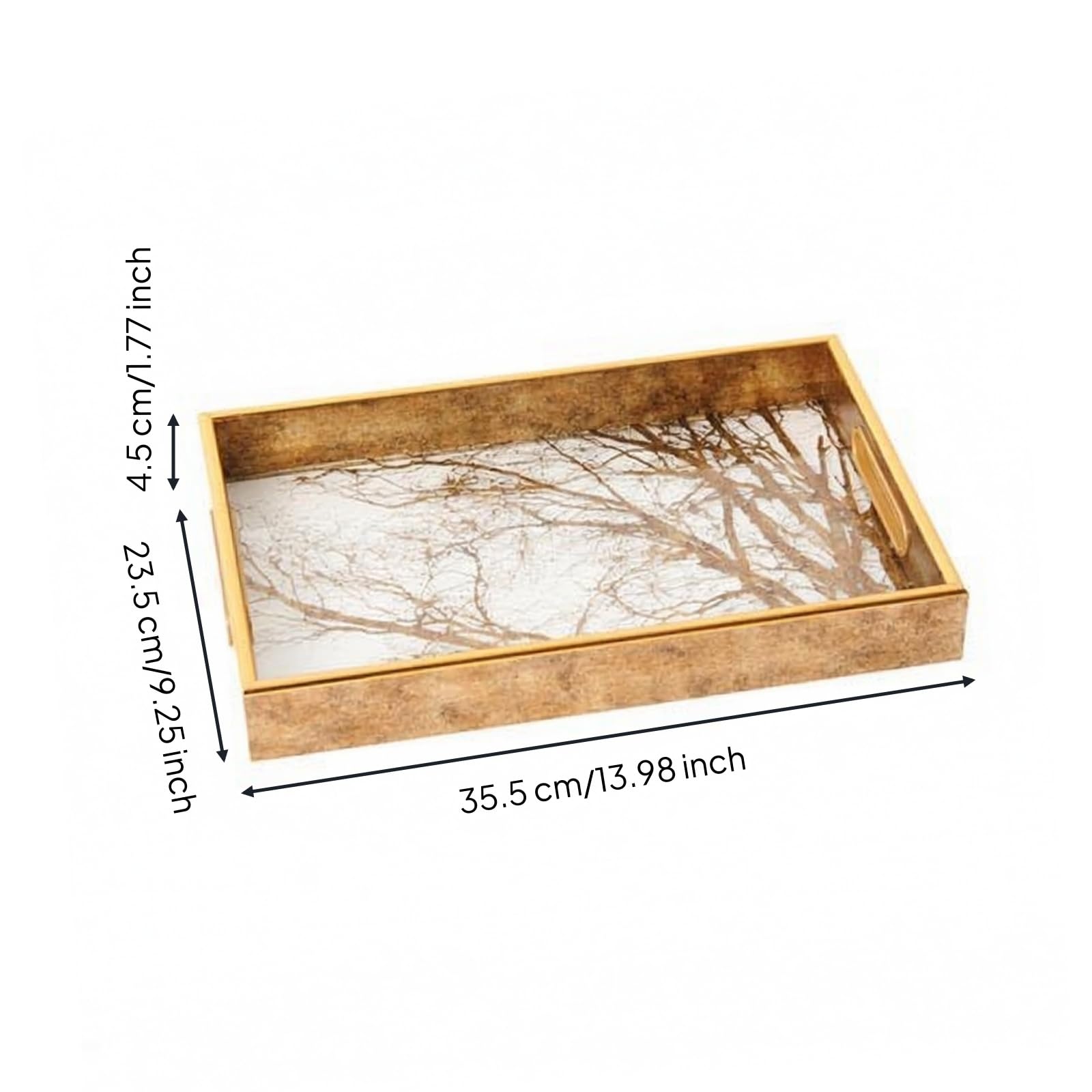 Plateau Rangement Décoratif, 35.5x23.5x4.5cm, Branches Denses