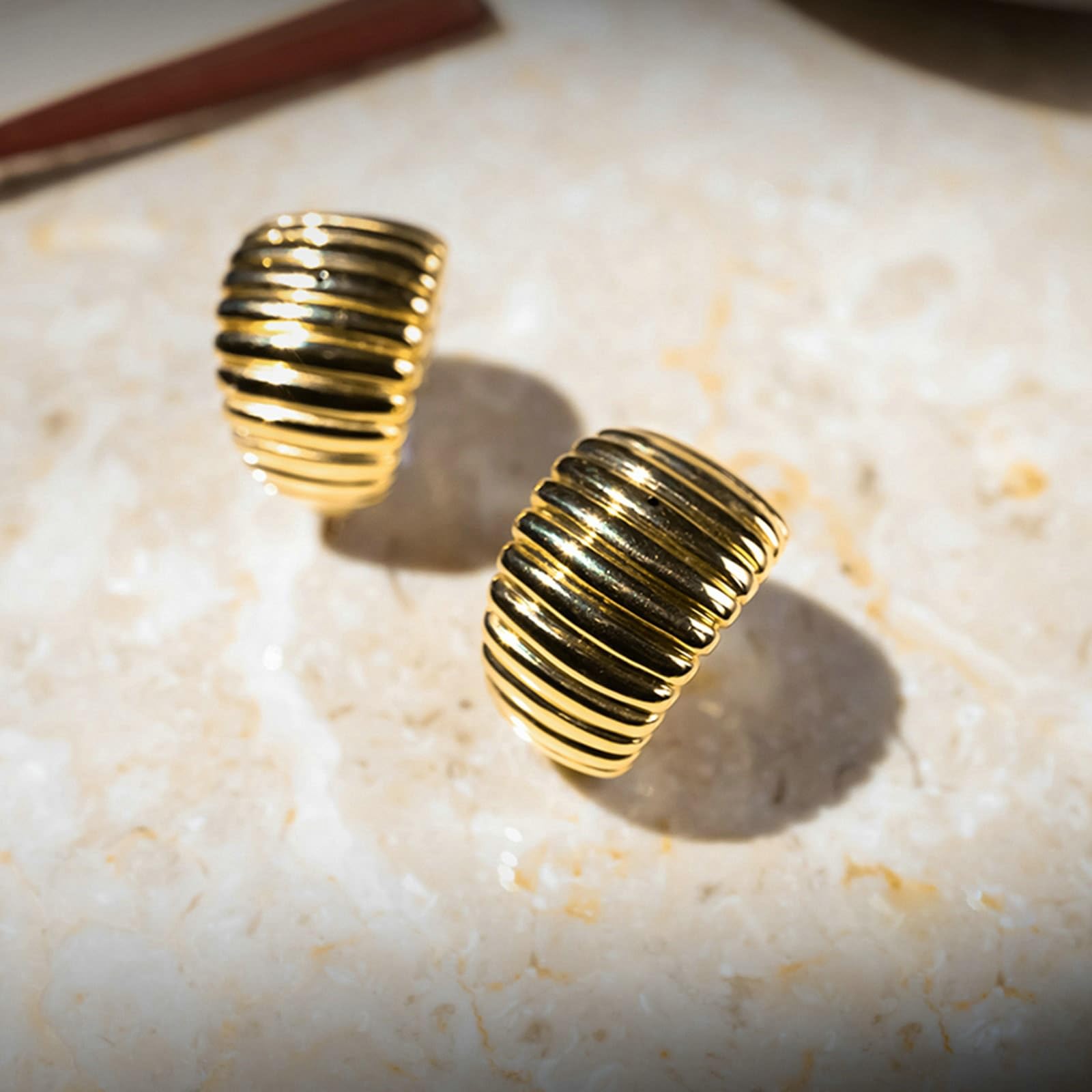 KnSam Złoto 18K 750 Creole Hoop prawdziwa biżuteria, damskie kolczyki w paski Hoop, kolczyki bezniklowe żółte złoto Au750