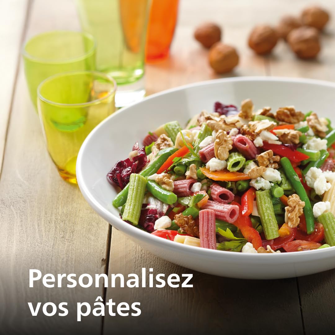 Philips Machine à Pâtes Série 7000 - Technologie ProExtrude, Pasta maker avec pesée automatique, 8 formes, Nettoyage Facile, Jusqu'à 8 Portions, 200W, Noir (HR2665/93)