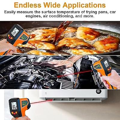 Laser Infrared Thermometer Non-Contact Digital Temperature Gun,58F~1112F(-50C~600C) IR Thermometer for Industrial, Kitchen Cooking, Automotive, HVAC (Not for Human Body Temp)