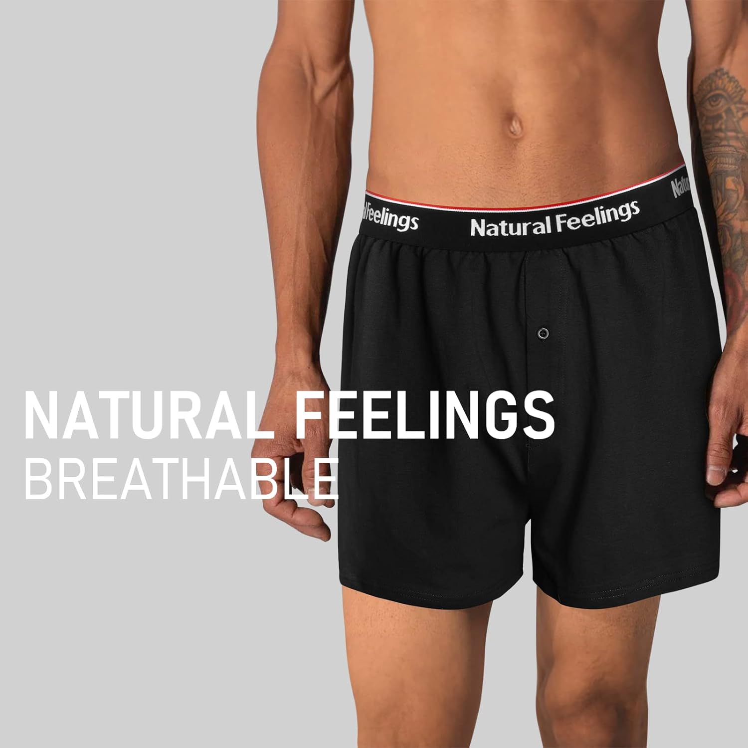 Natural Feelings Men's Boxer Short Bamboo Viscose Boxers for Men Loose Fit Mens Soft Underwear Breathable Boxers for Men Pack - Image 2