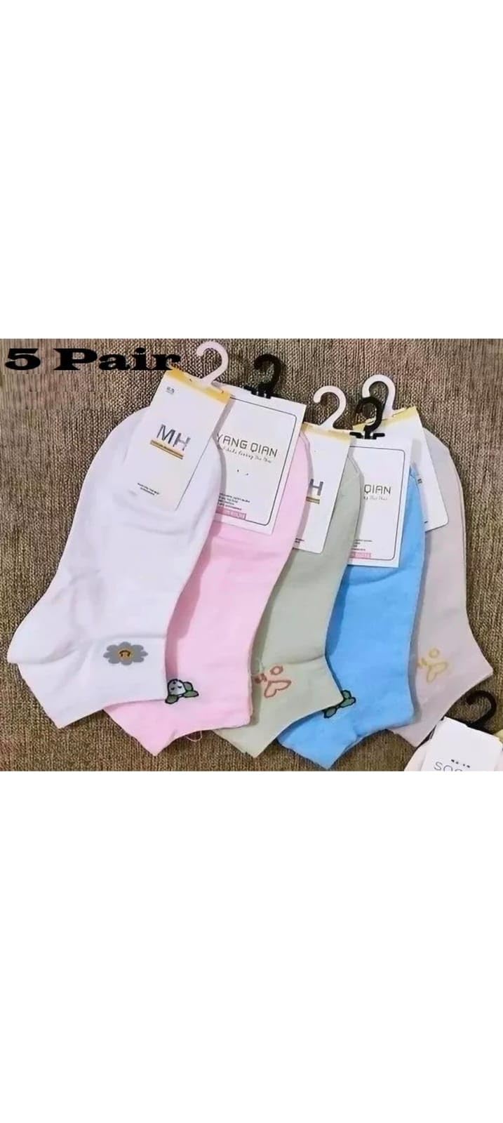 Virock Ankle length socks Woman Multi Colour Cotton Socks Free Size (Pack of 5)-picture-50