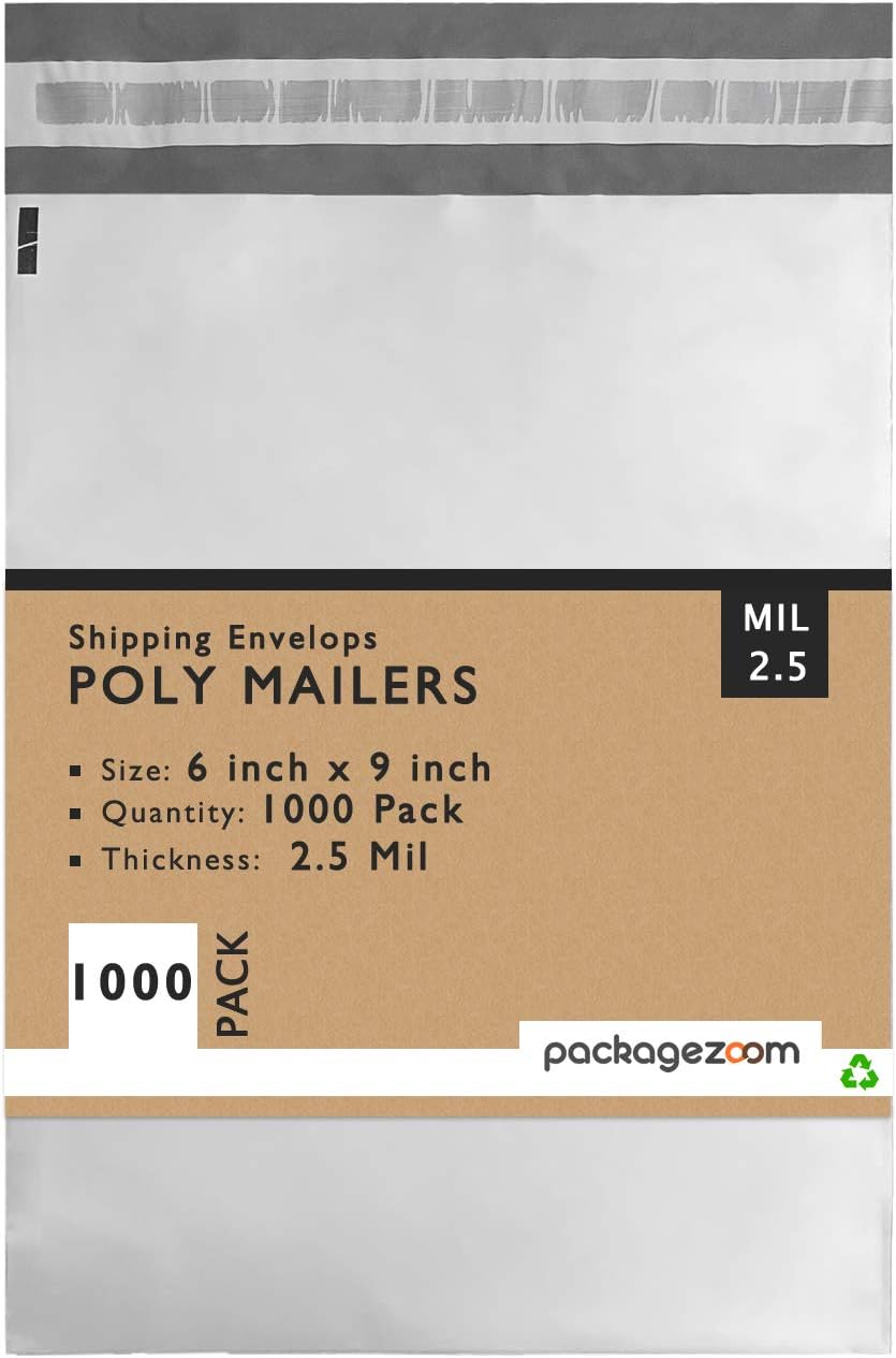 6" x 9" Poly Mailers Shipping Envelopes Bags Waterproof Self Sealing 2.5 Mil 1000 Pack