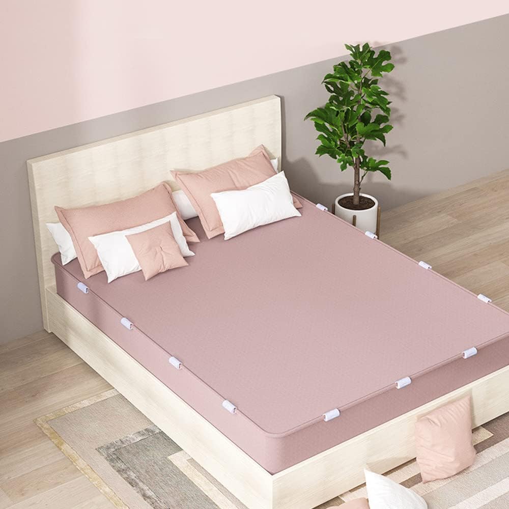 WinldMonmo 12 Pcs Light Blue Bed Sheet Grippers, Adjustable Needle-Free Sheet Fasteners That Hold Slip and Fall Out Bedding Accessories