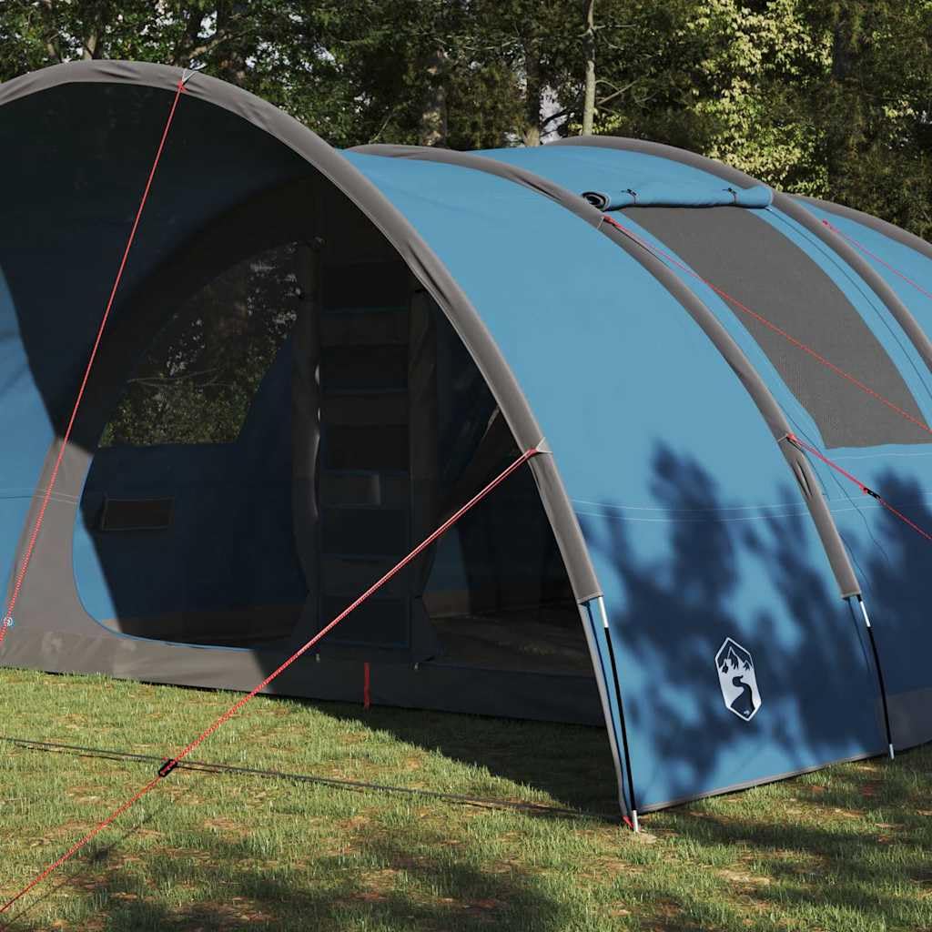 Amplia tienda túnel con techo y almacenamiento, color azul, 710 x 460 x 245 cm, tienda de campaña impermeable para familias y aventuras al aire libre