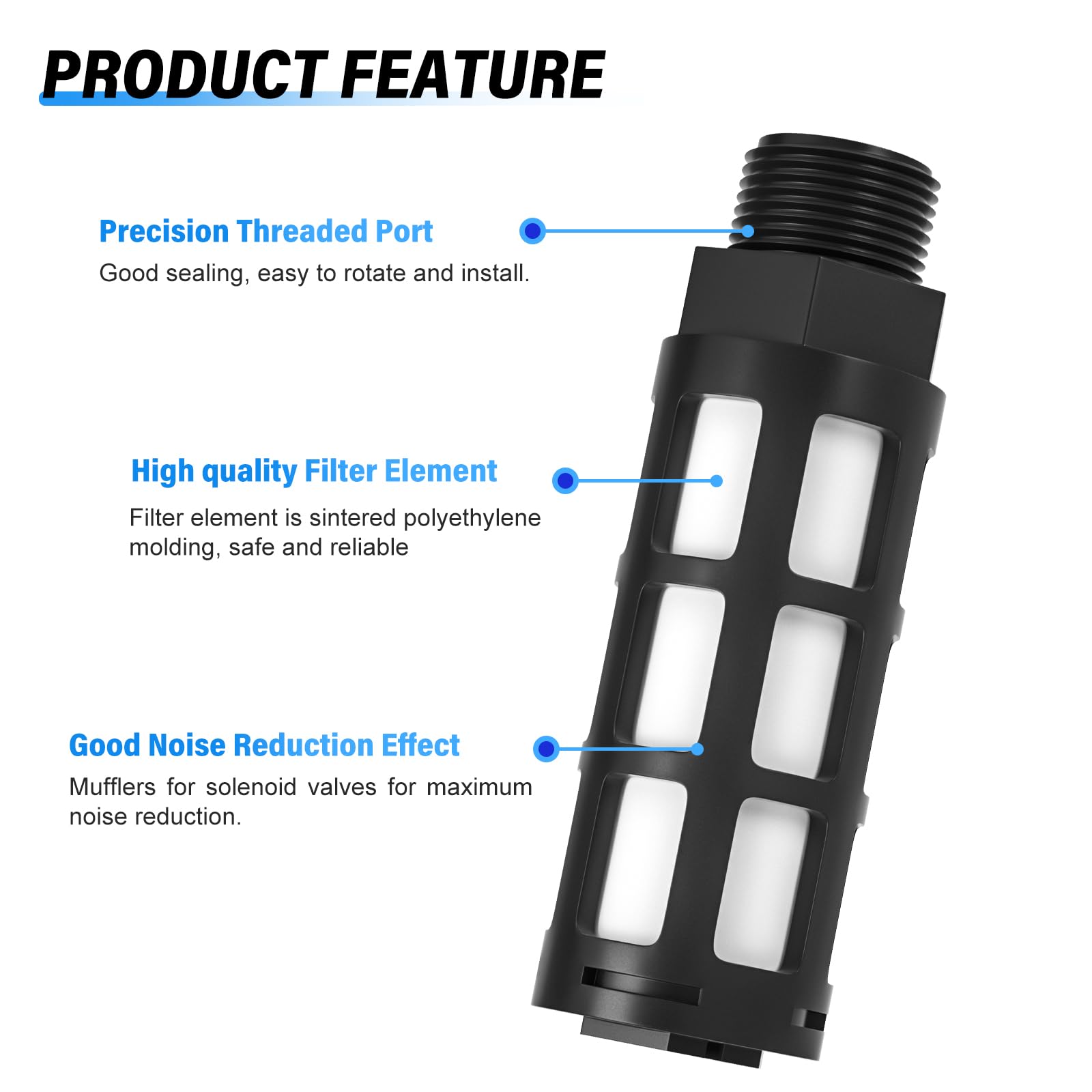 Silenciador Macho Con Control De Flujo Rosca 1/2″ NPT PNEUFLEX