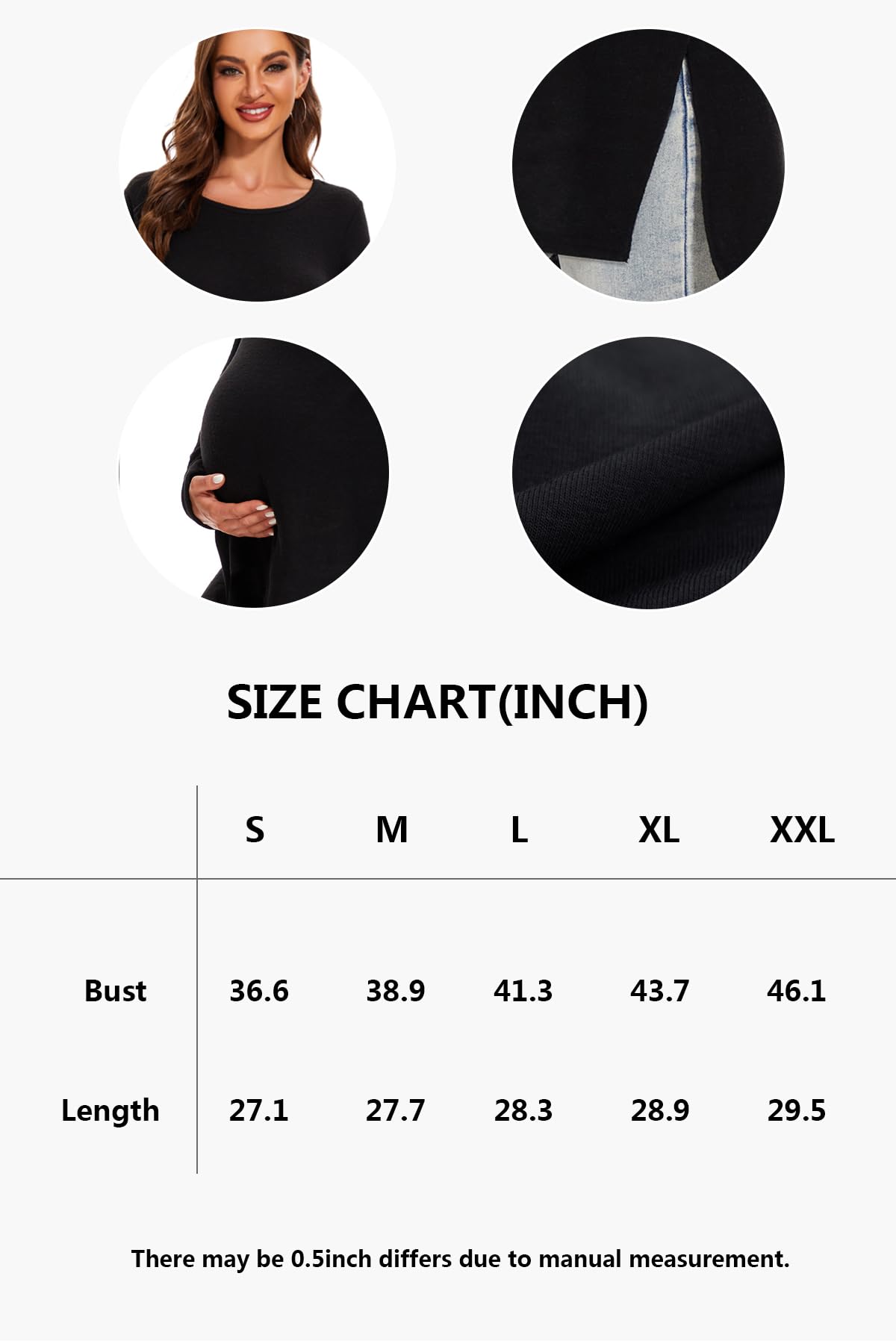 Smallshow Top premaman da donna con spacco laterale, maglia a maniche lunghe, vestiti per gravidanza