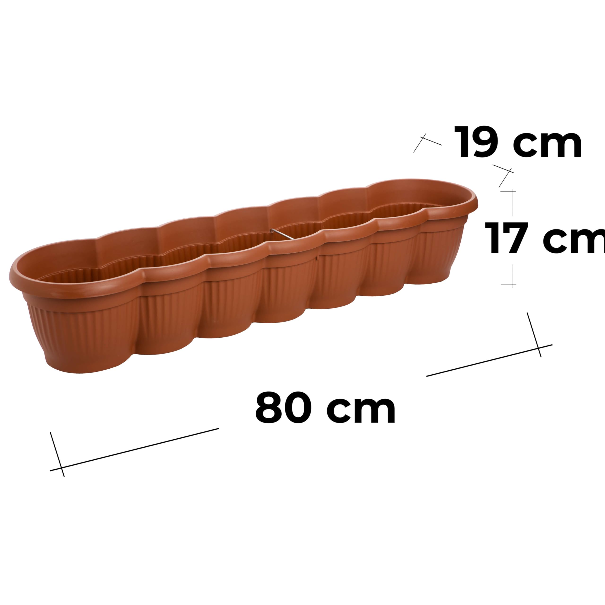 SUSTANIA Lot de 4 jardinières de 80 cm - Terracotta : design ondulé pour jardins de balcon créatifs - Jardinière de balcon fabriquée en UE