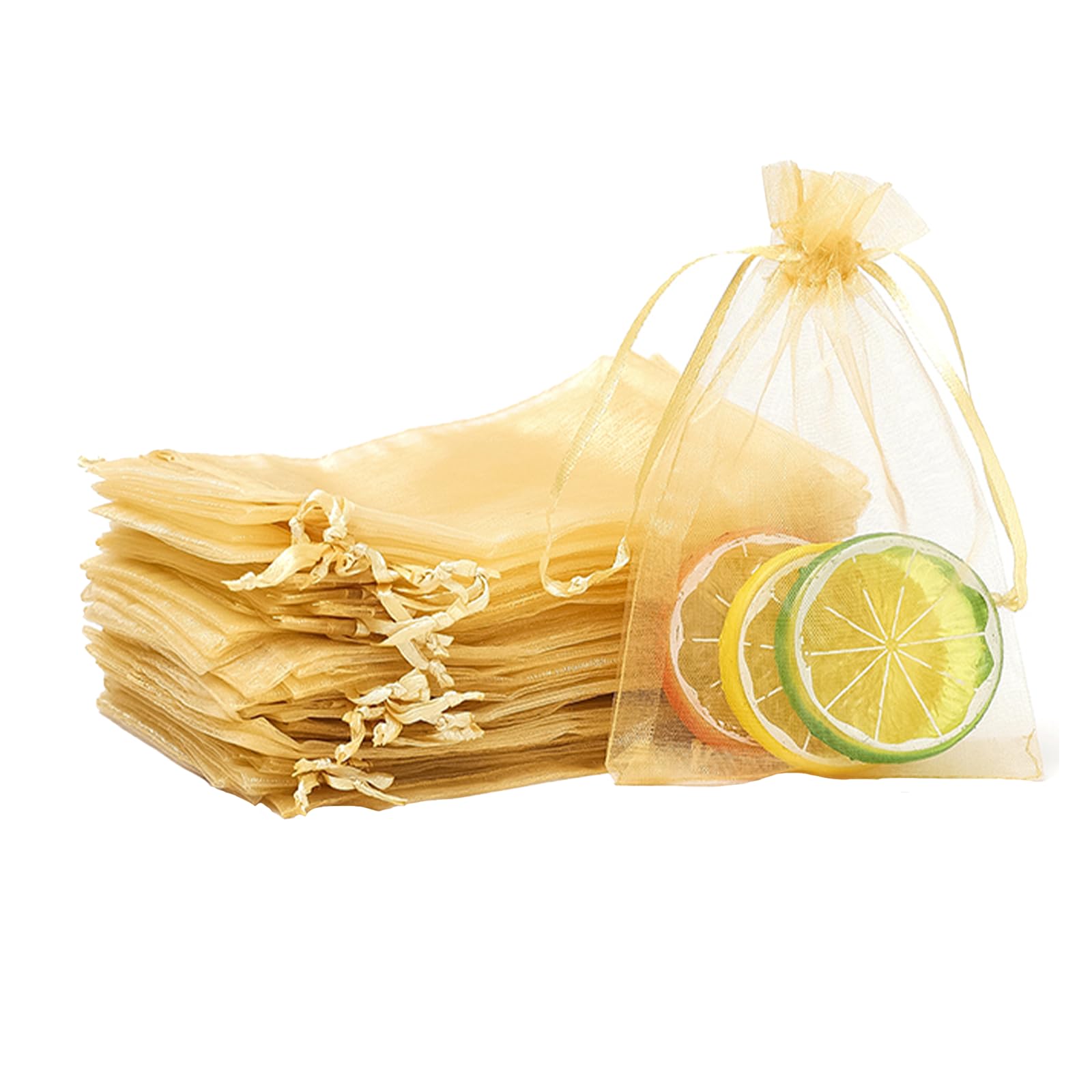 100 Sacchetti In Organza 11x9cm Con Motivo Stellato Oro - Per Confetti, Lavanda, Regali Matrimonio E Battesimo - Foto 10