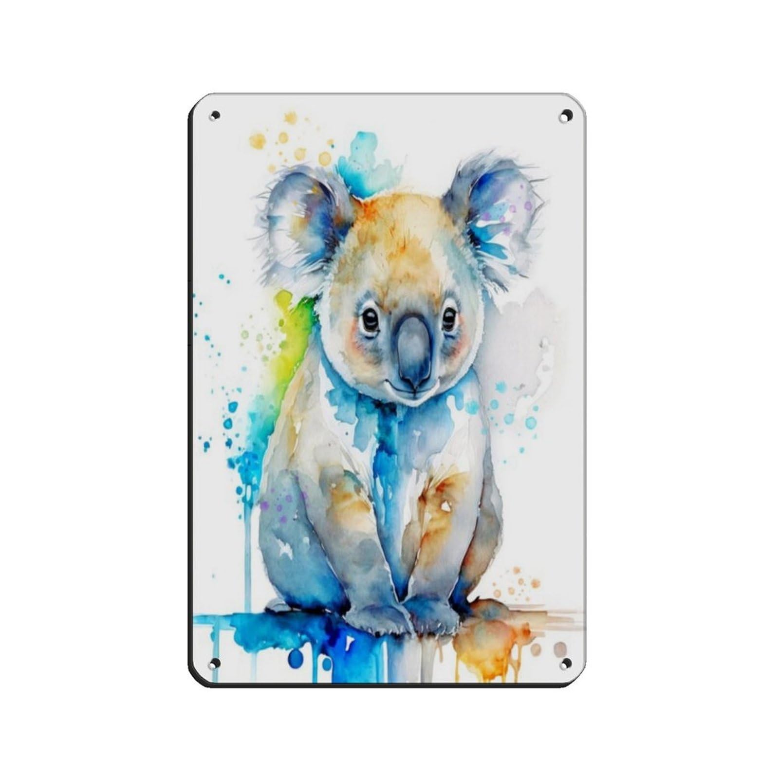 Lxwnze 20L X 30W Cm Watercolour Koala Art Poster Retro Poster Metal Tin Sign Chic Art Retro Iron Painting Bar People Cave Cafe Family Garage Poster Wall Decoration 8X12inch(20X30cm)