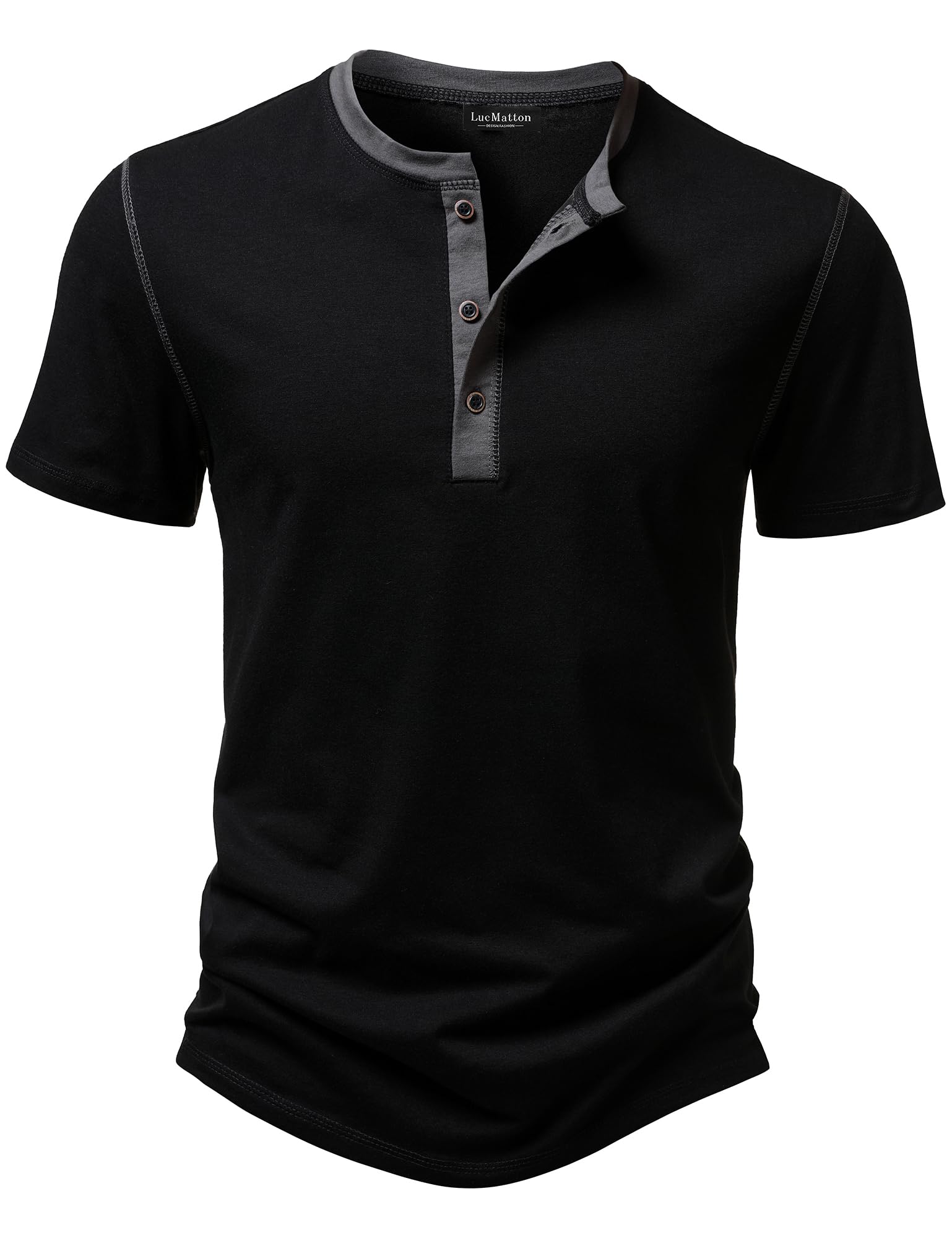 LucMatton Men's Slim fit Short Sleeve Henley T Shirt
