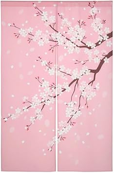 I-MART Japanese Noren Curtain 59"x33" Cherry Blossom Design, Japanese Curtains for Doorway, Decorative Door Curtain for Home, Kitchen, Bedroom, Office, Door Curtains for Doorways