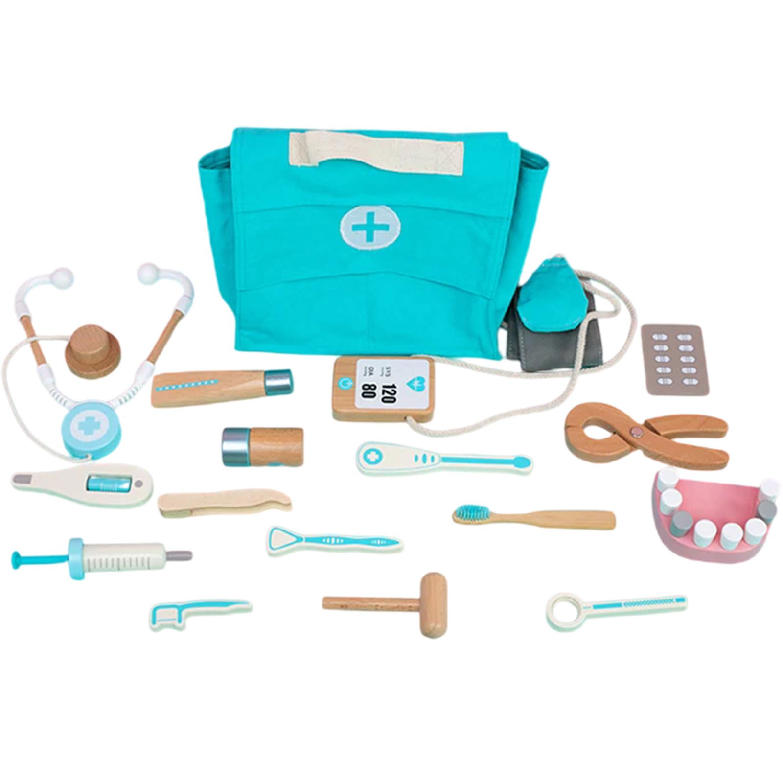 Set de Juego de Imitación de Médico de Madera Montessori, Juguete Educativo de Habilidades para la Vida y Motricidad Fina para Niños de 3 Años