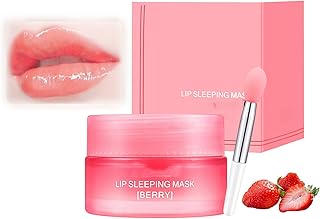 Lip Sleeping Mask Lip Mask Overnight Strawberry Lip Masks Skincare Lip Oils,Lip Moisturiser for Dry Chapped Peeling Cracked Lips Fades Lip Lines,Lip Balm Locks In Moisture Lip Care 20g-Strawberry01