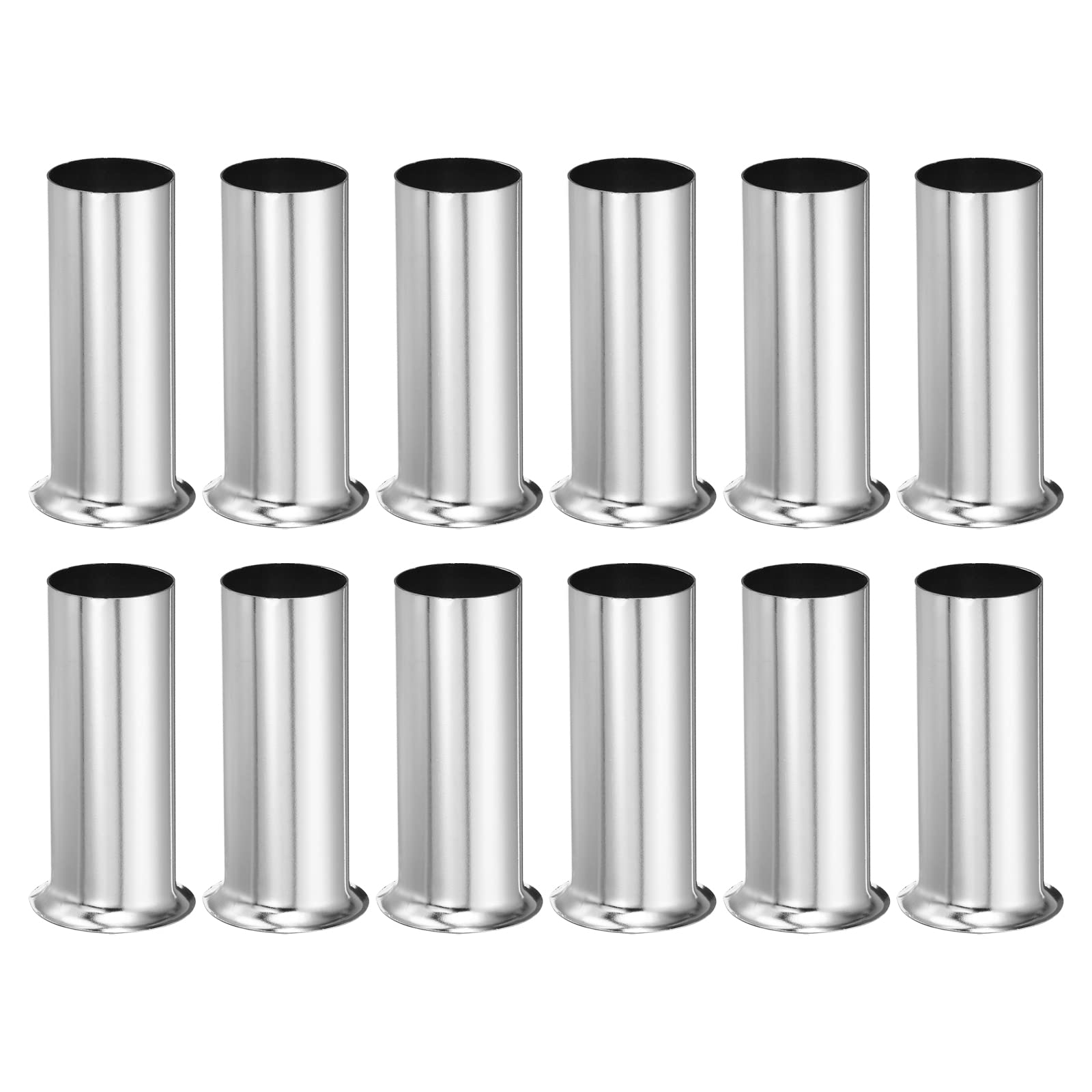 sourcing map Candle Socket Covers, 3.1 Inch Tall Metal Chandelier Sleeves Candelabra Base Sockets Fit to Most Chandeliers, Silver Tone 12 Pcs