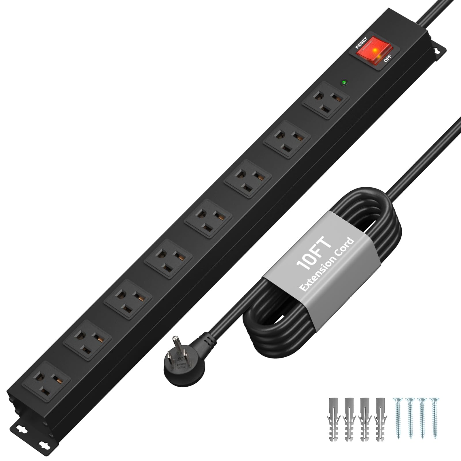 KF 8 Outlet Heavy Duty Power Strip Surge Protector, 2100J Surge Protection Power Strip, 15A/1875W Mountable Power Strips with Upgraded Switch, 14AWG