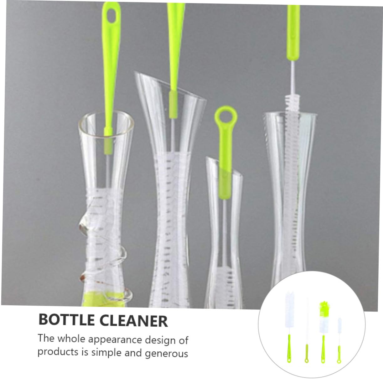 HAPINARY 1 Set 4pcs Cleaning Brush Glassware Brush Straw Cleaner Brush Bottle Brush Cup Brush Water Cup Cleaner Bottle Cleaner Dish Washer Cleaner Bottle Washing Brush Handle Nylon Green