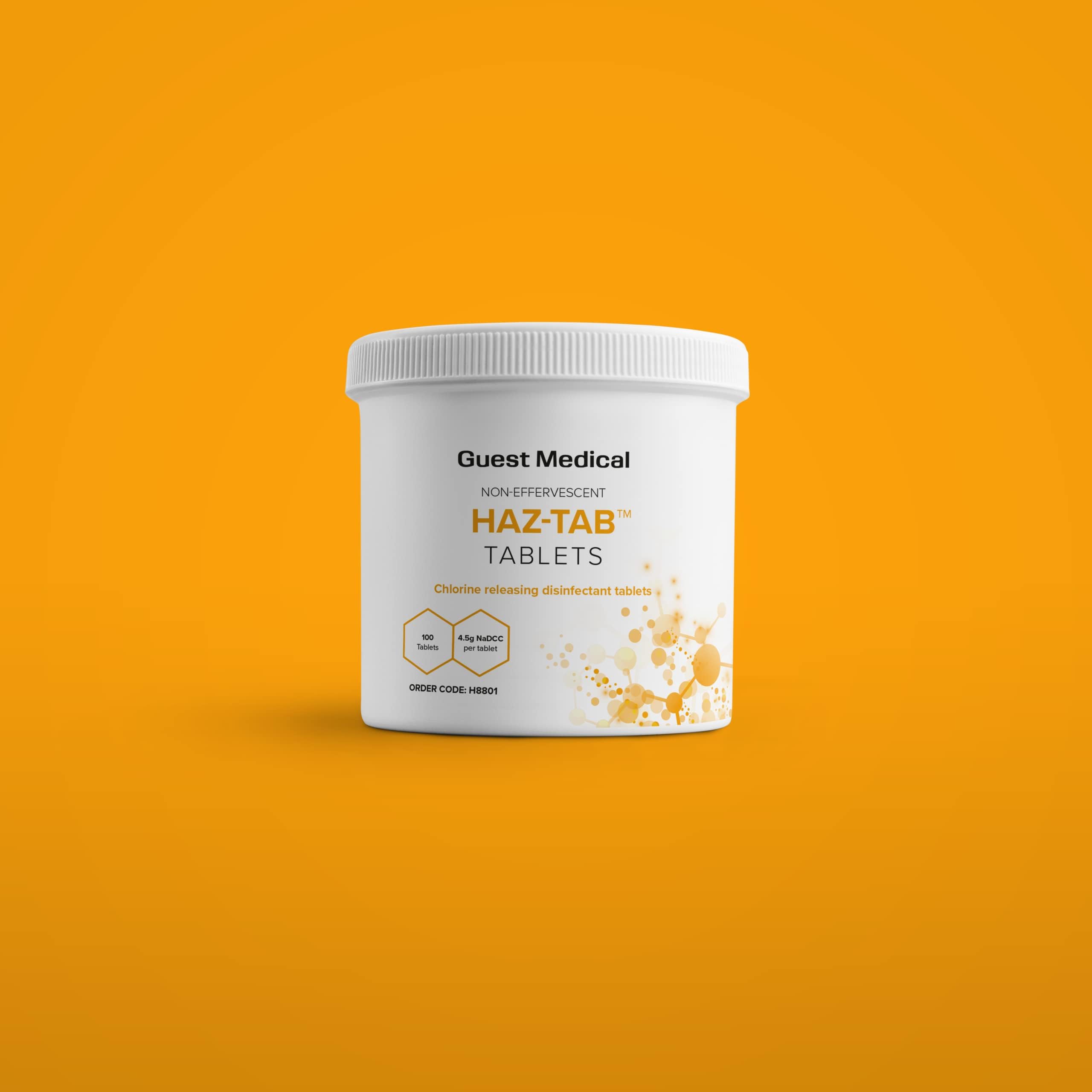 HAZ-TAB Chlorine Disinfectant Tablets, 4.5g NaDCC, Single Tub of 100 Tablets