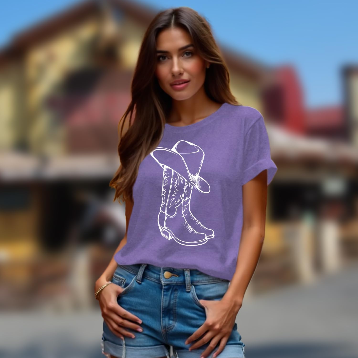 Western Shirts for Women Cowgirl Tshirt Country Themed Tee Tops - Image 4